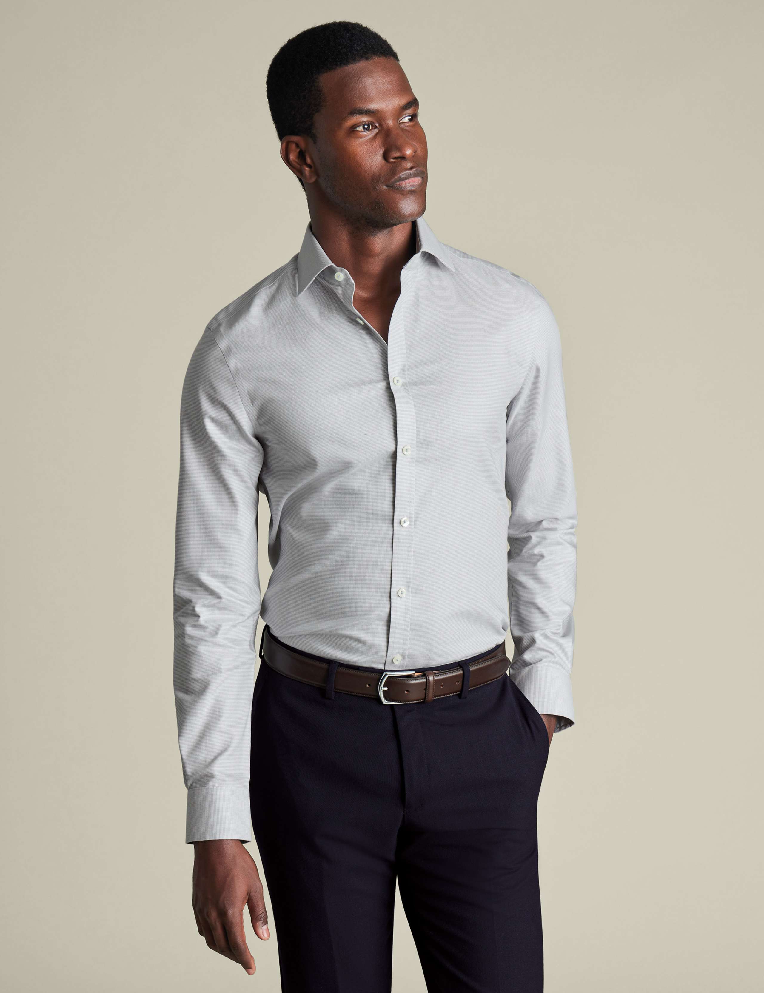 Slim Fit Easy Iron Pure Cotton Weave Shirt