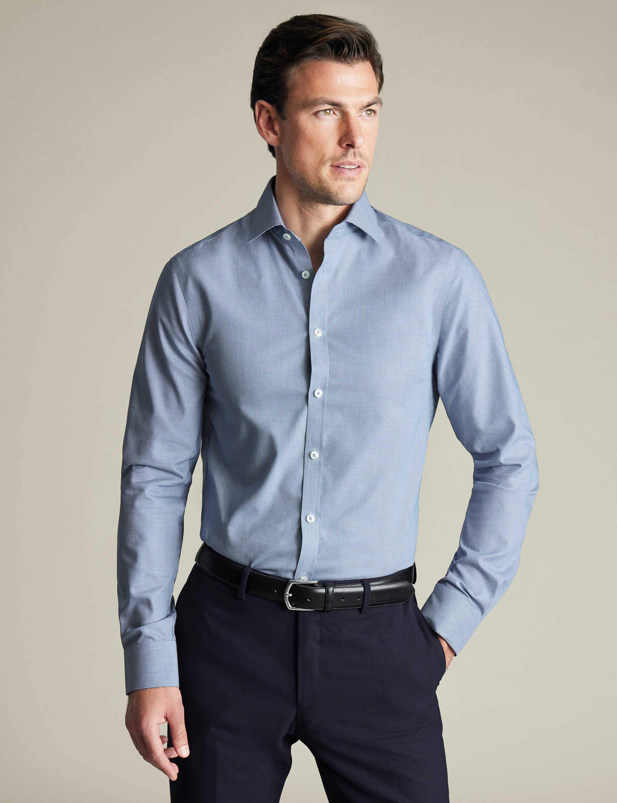 Slim Fit Easy Iron Pure Cotton Weave Shirt