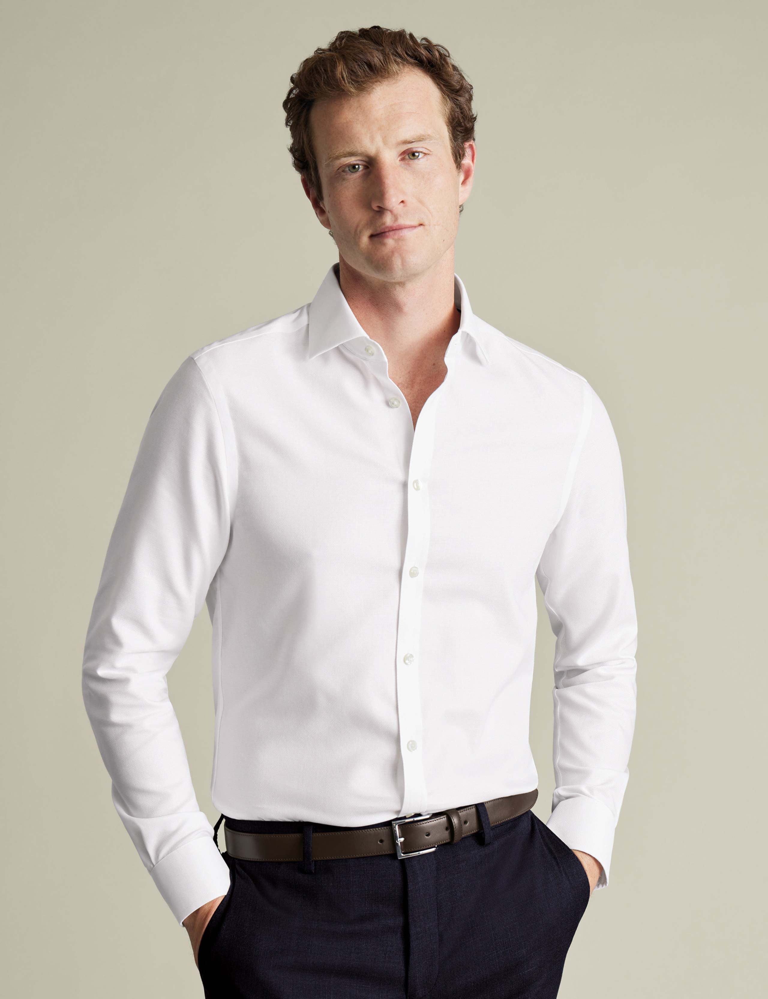 Slim Fit Easy Iron Pure Cotton Weave Shirt