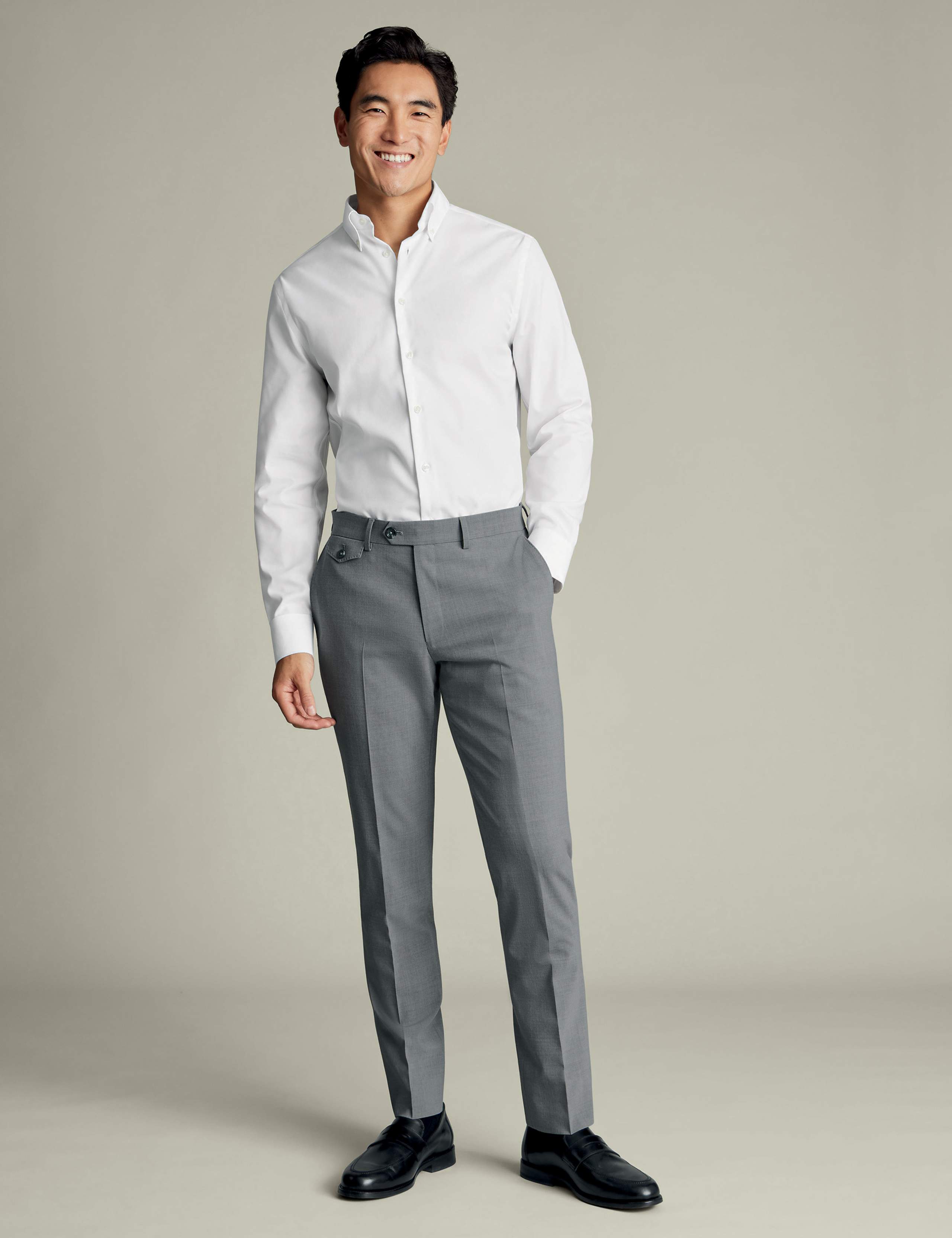 Regular Fit Wool Rich Stretch Suit Trousers