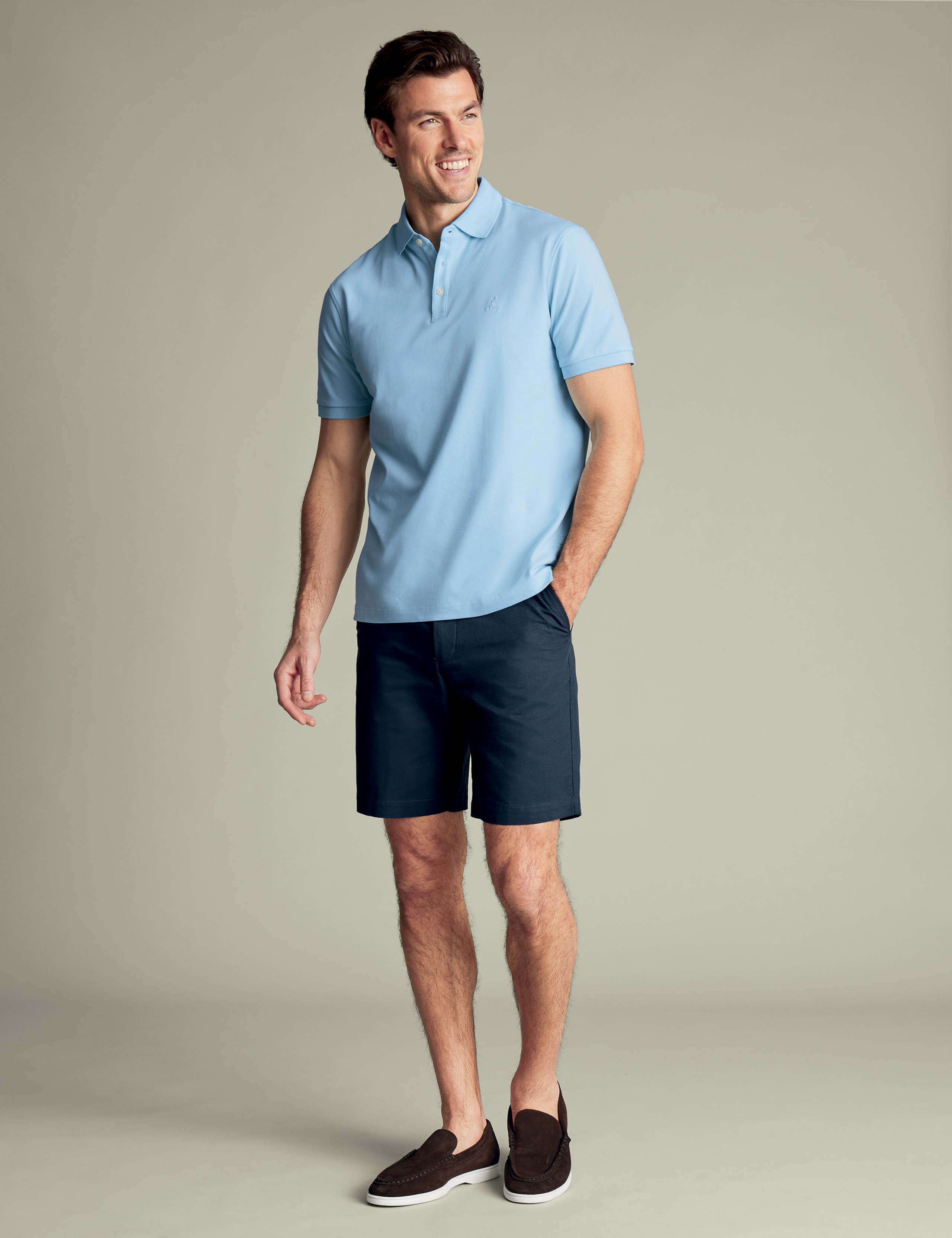 Linen Blend Flat Front Shorts