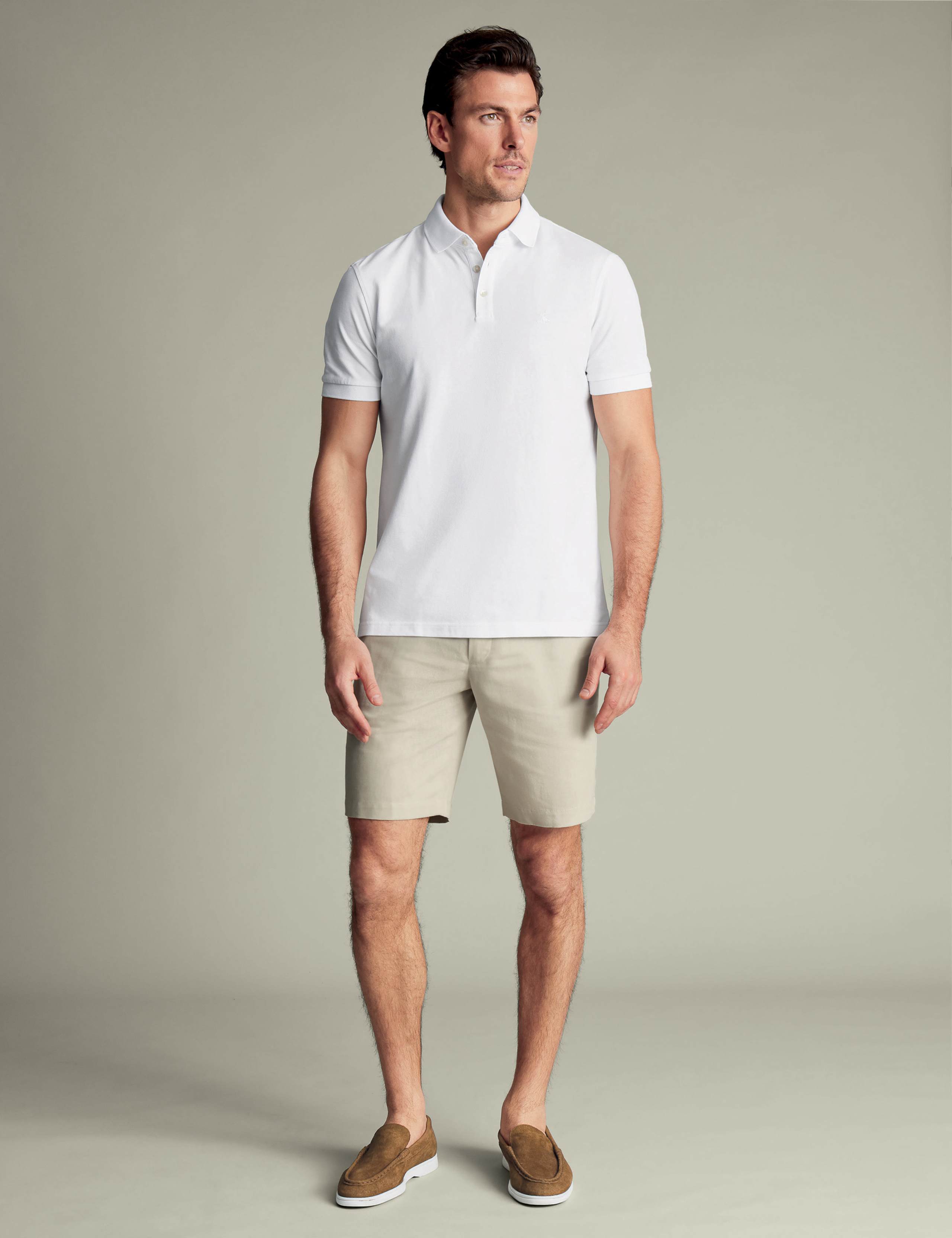 Linen Blend Flat Front Shorts