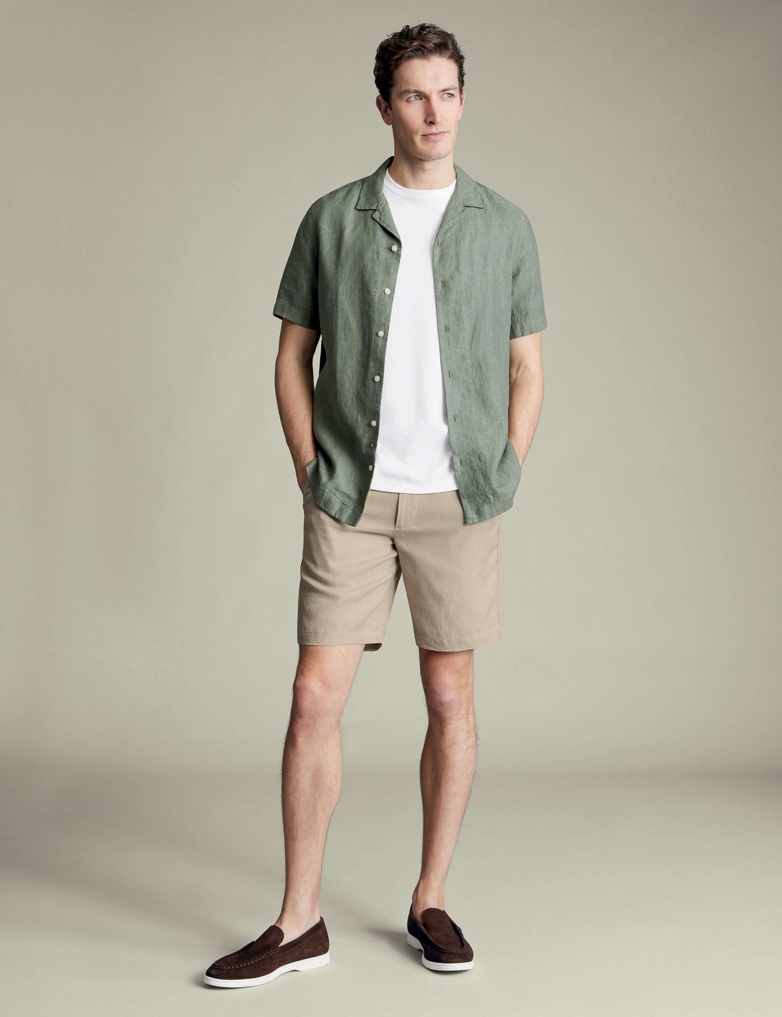 Pure Linen Flat Front Shorts
