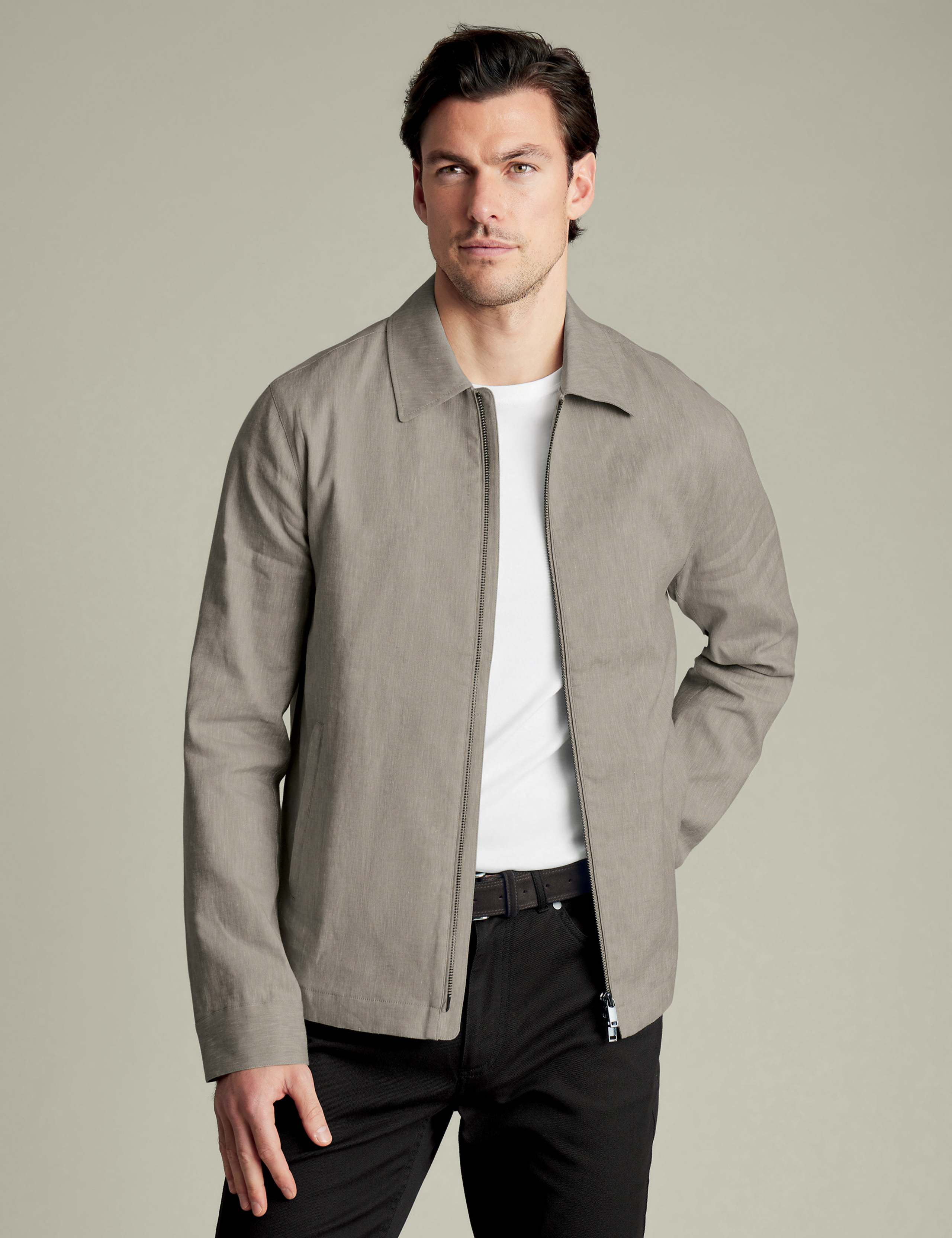 Linen Rich Stretch Harrington Jacket