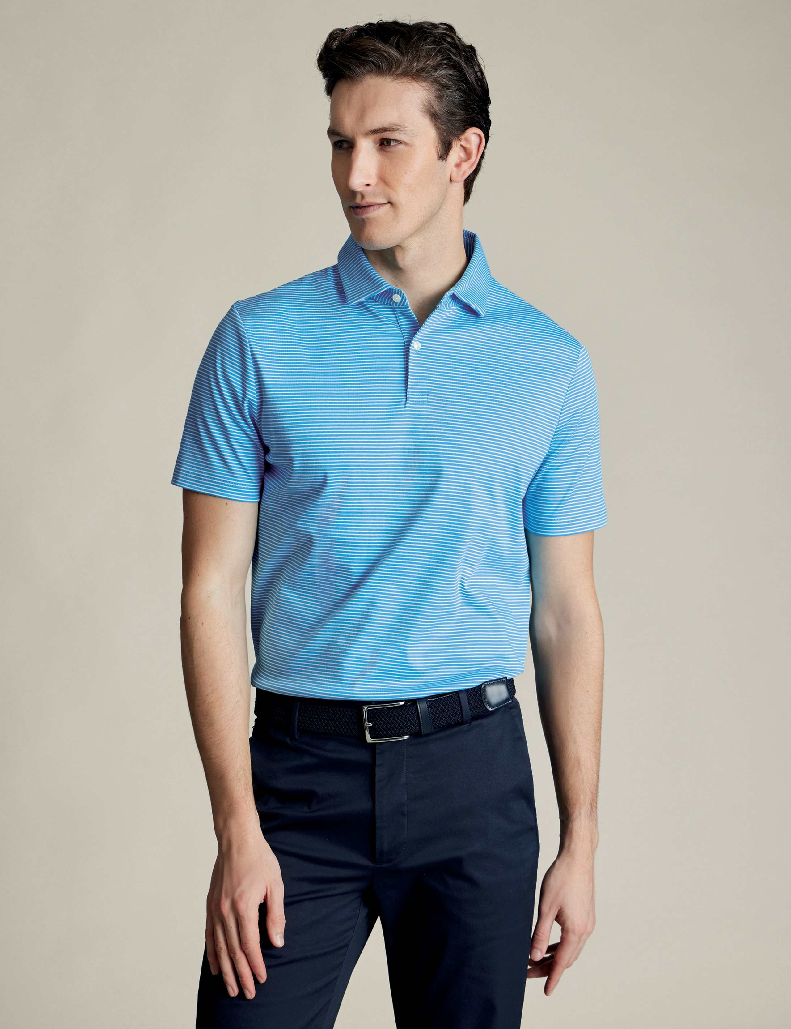 Pure Cotton Striped Polo Shirt