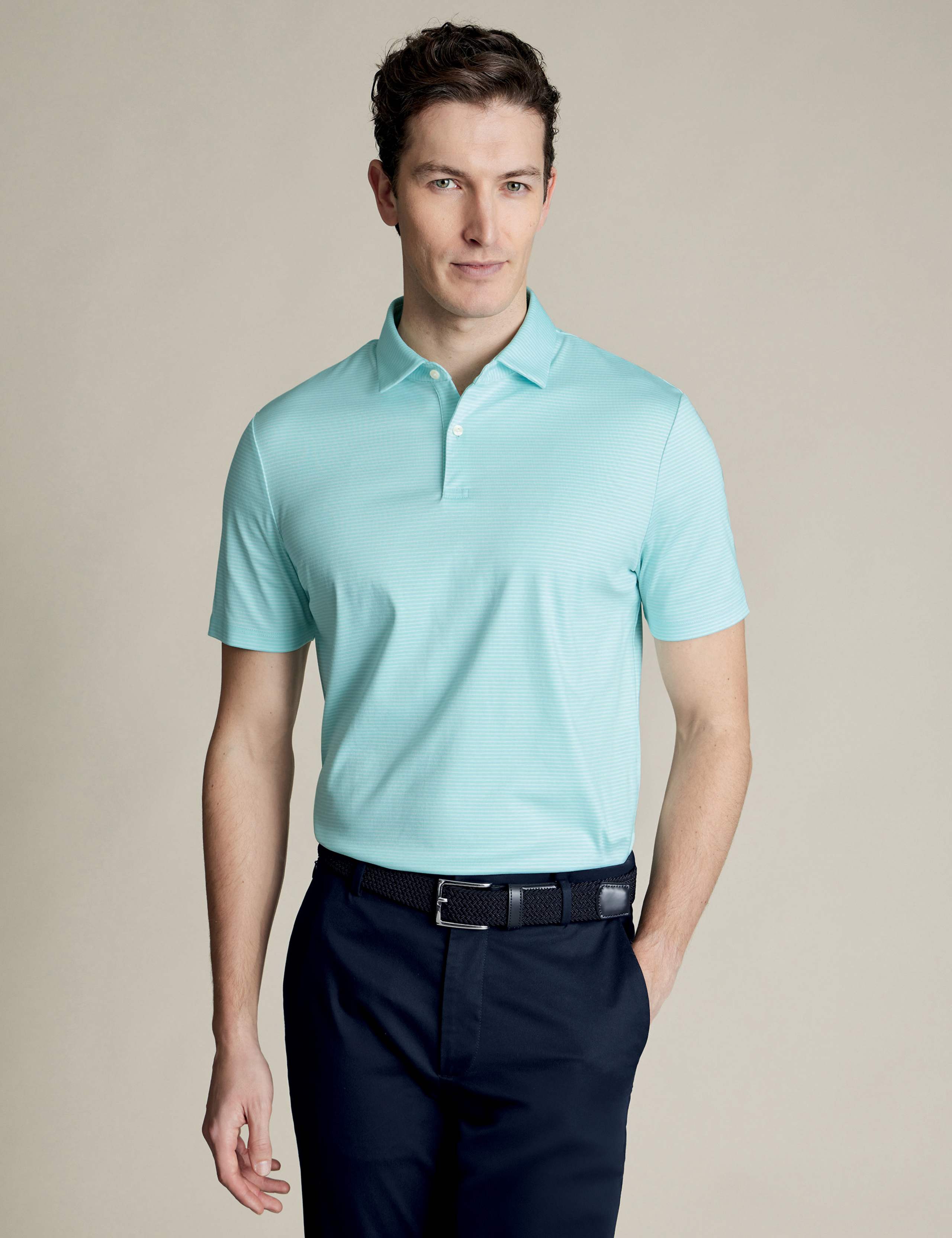 Pure Cotton Striped Polo Shirt