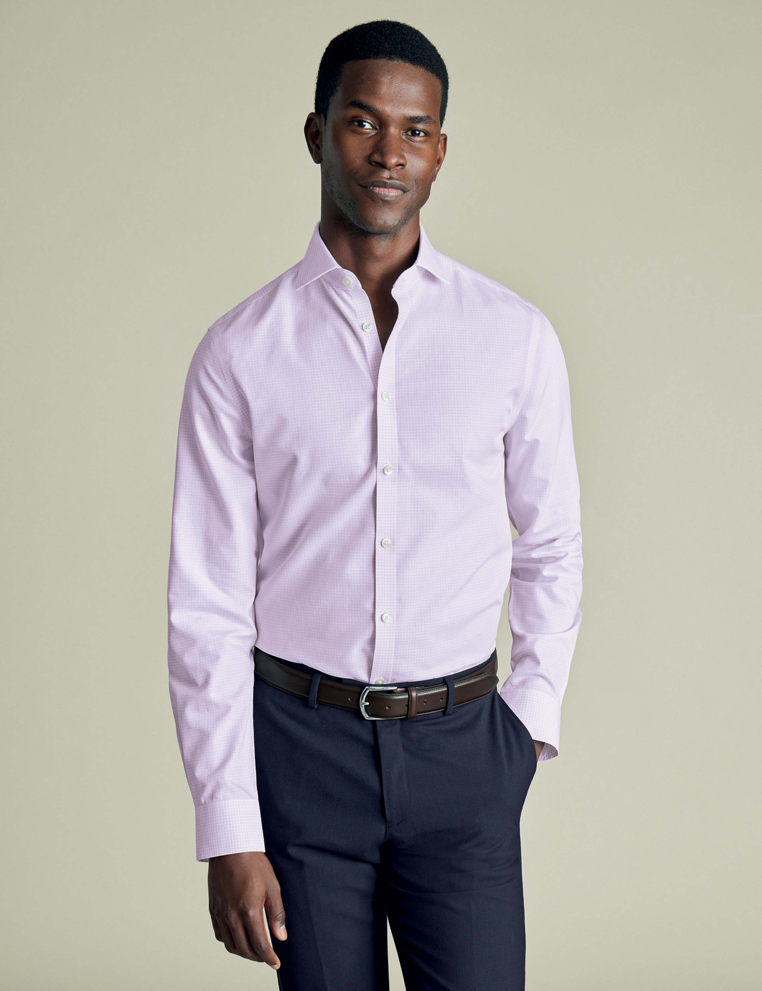 Non Iron Pure Cotton Gingham Check Shirt