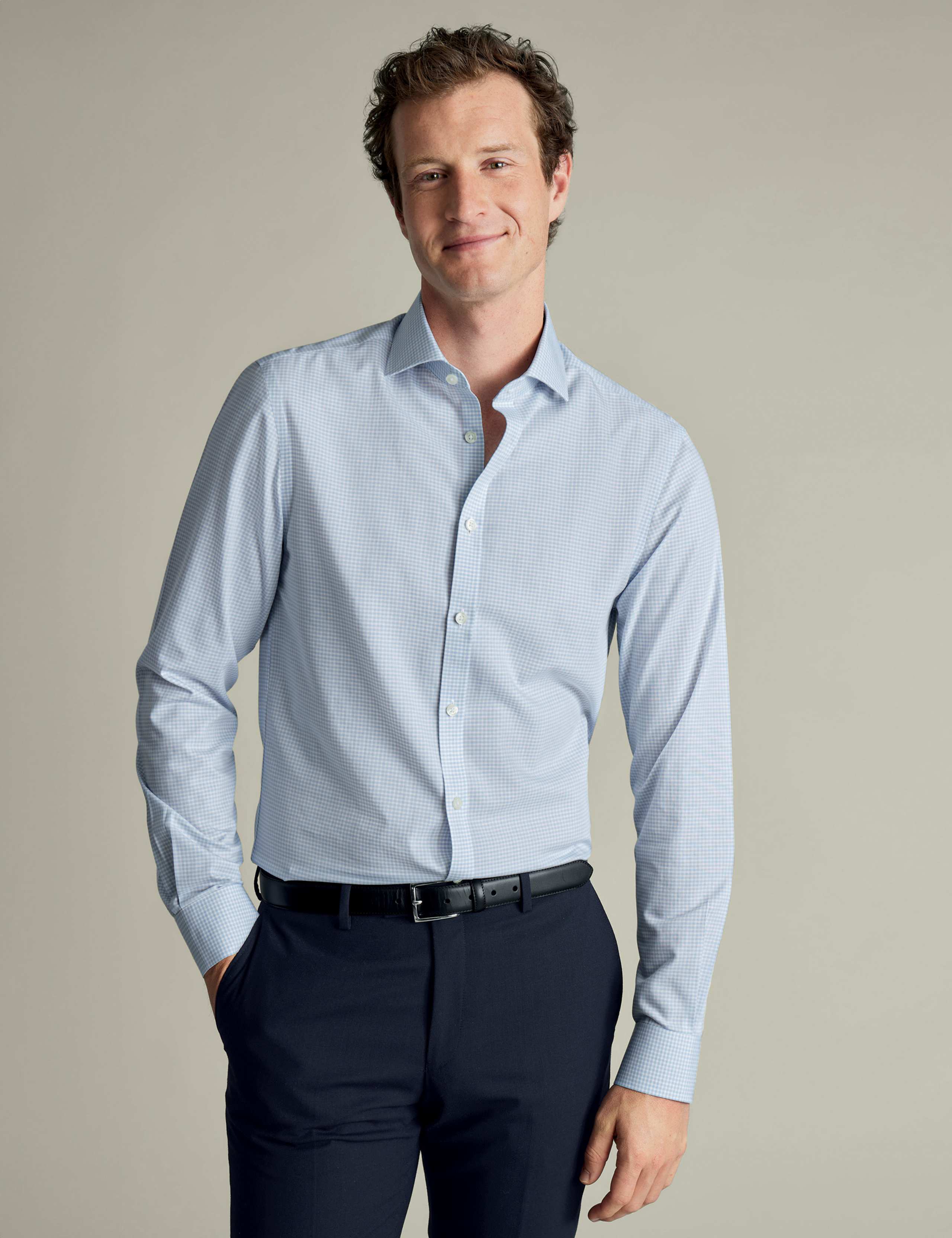 Non Iron Pure Cotton Gingham Check Shirt