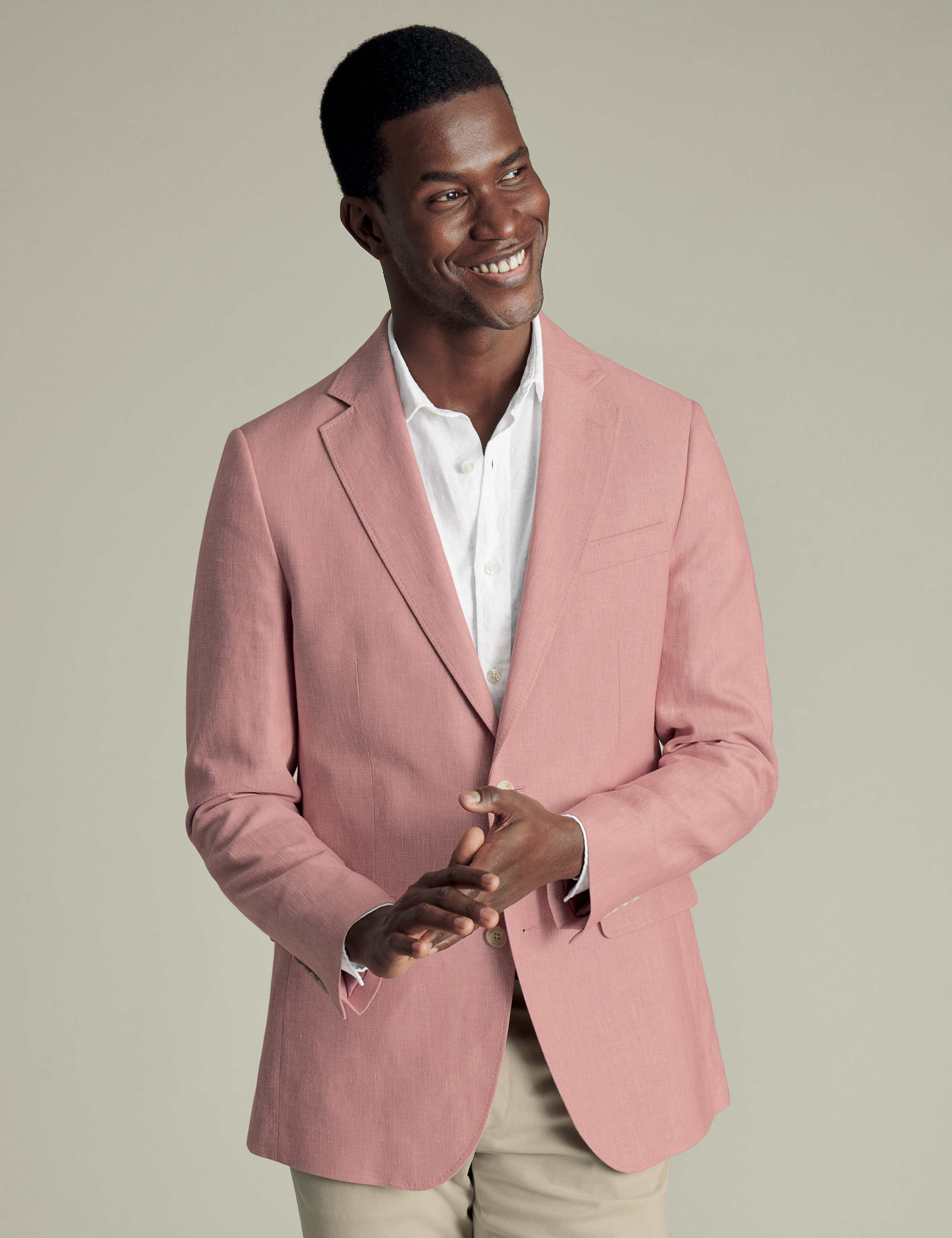 Slim Fit Linen Blend Suit Jacket