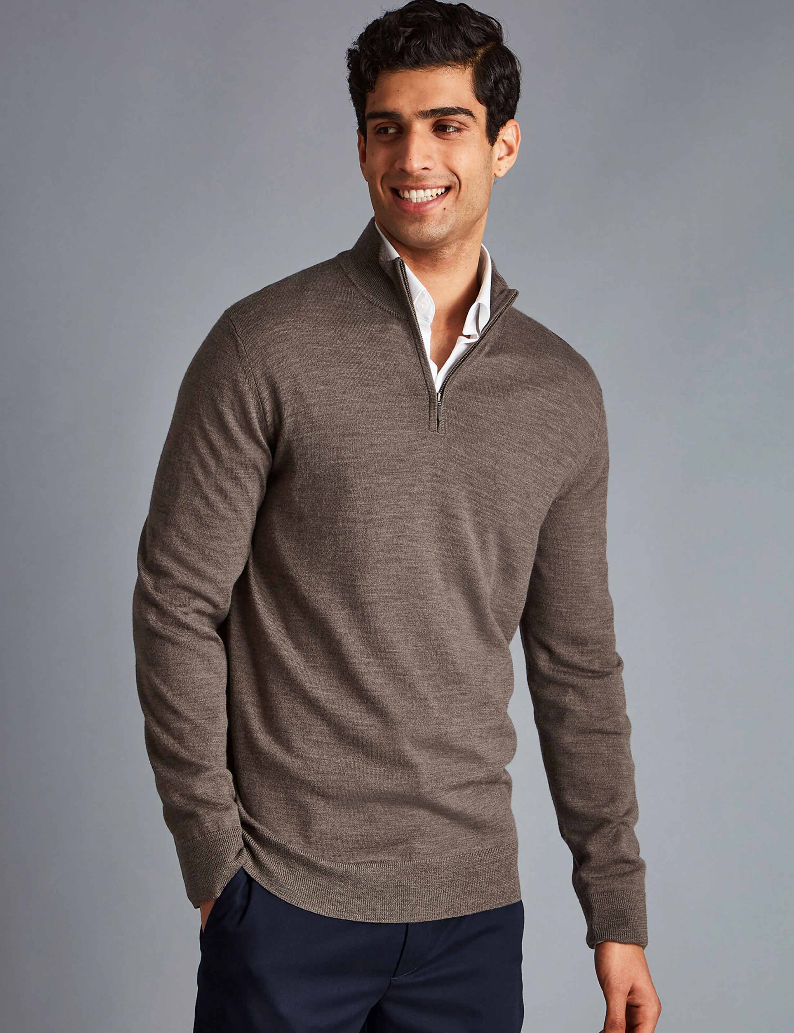 Pure Merino Wool Half Zip Jumper