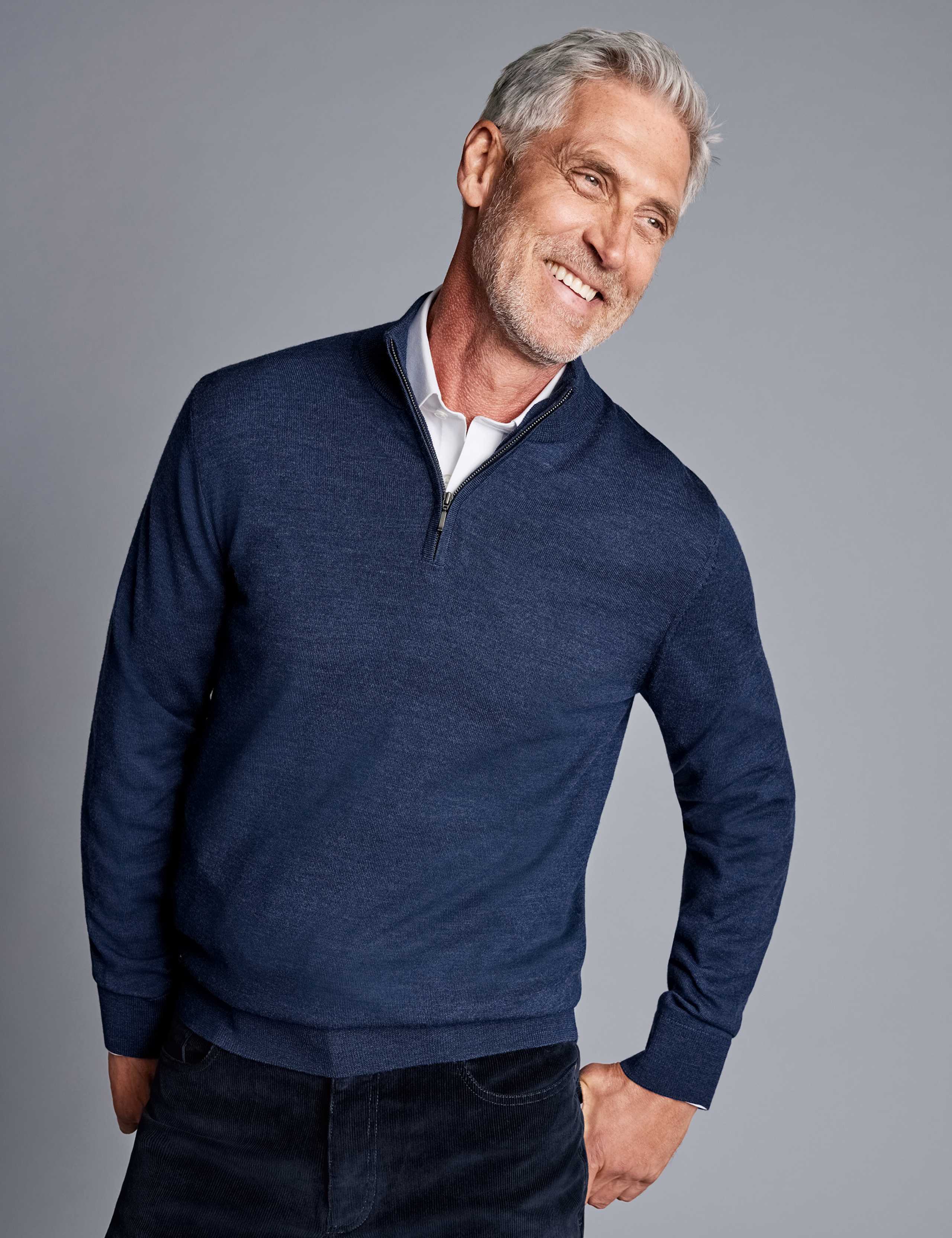 Pure Merino Wool Half Zip Jumper