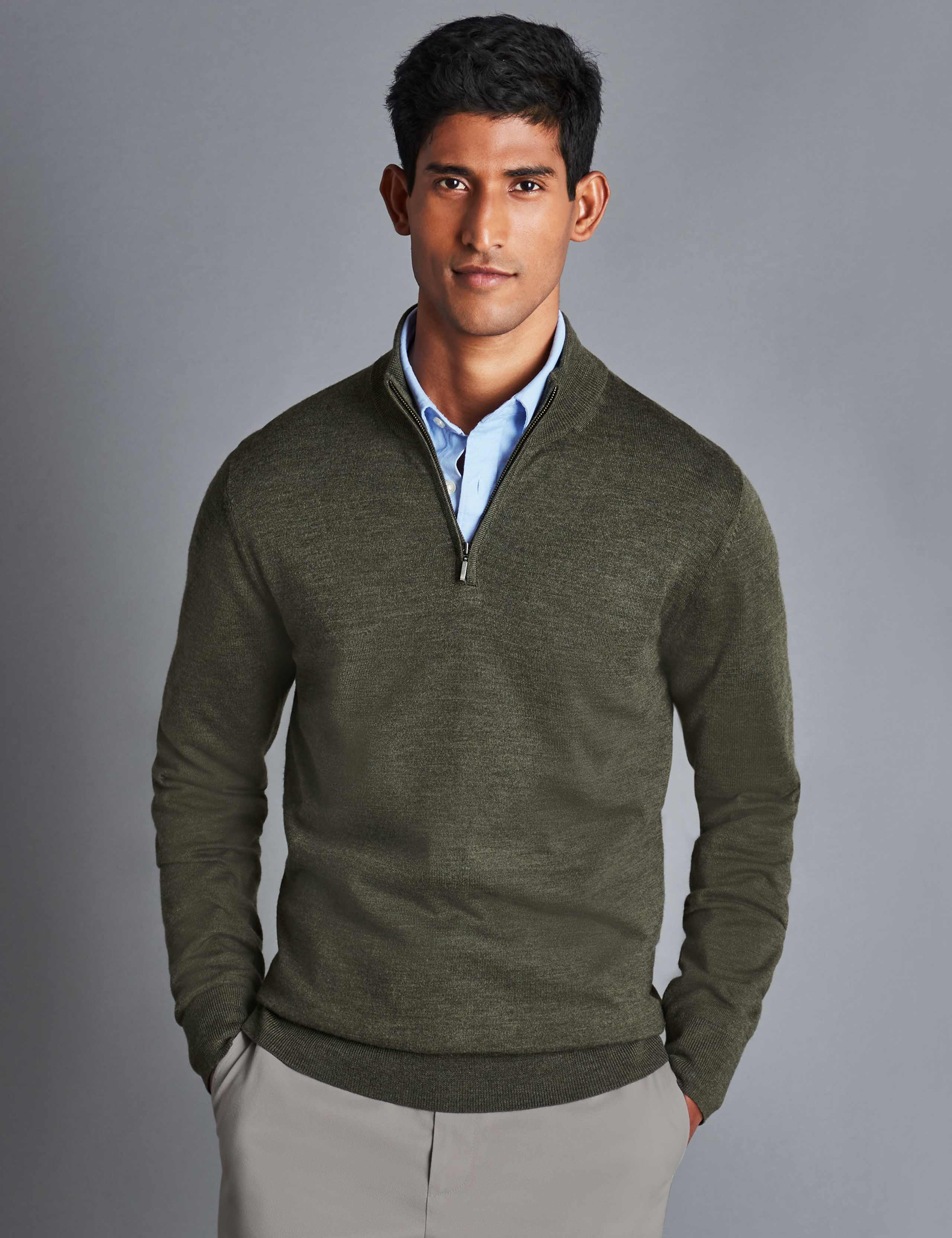 Pure Merino Wool Half Zip Jumper