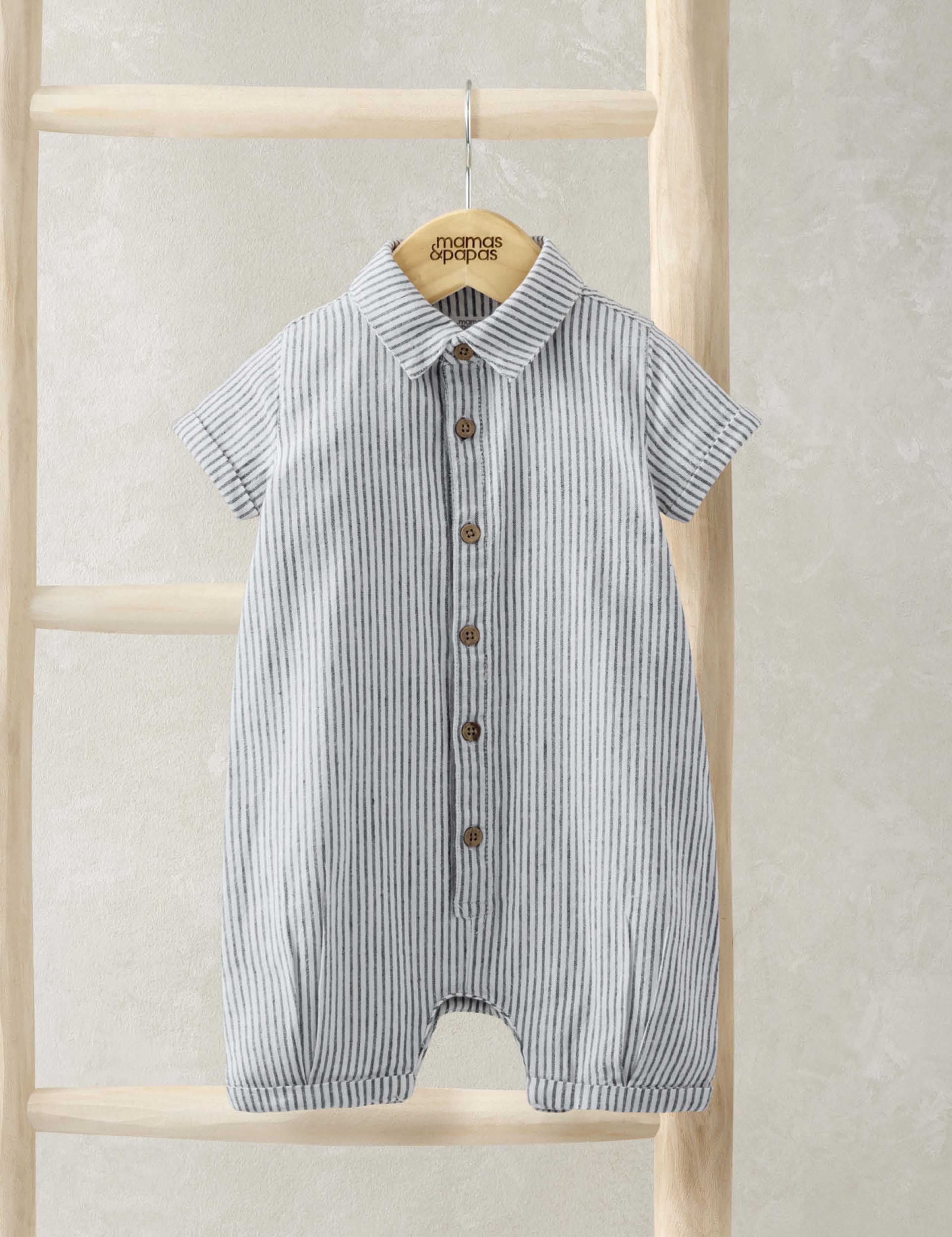 Cotton Blend Striped Romper (0-18 Mths)
