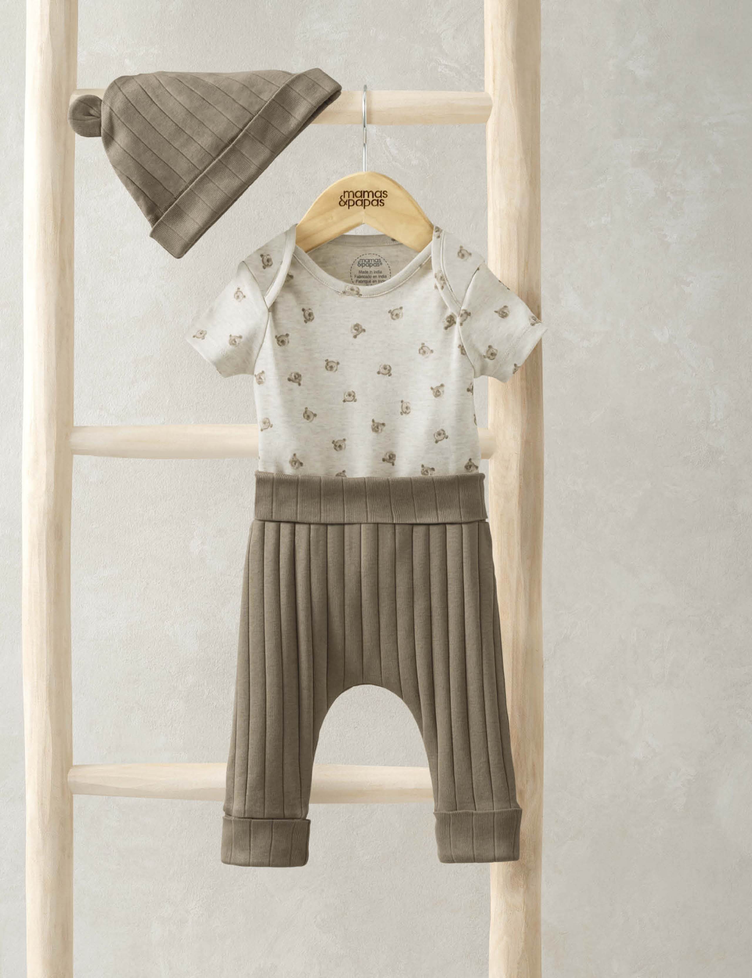 3pc Pure Cotton Patterned Outfit (0-12 Mths)