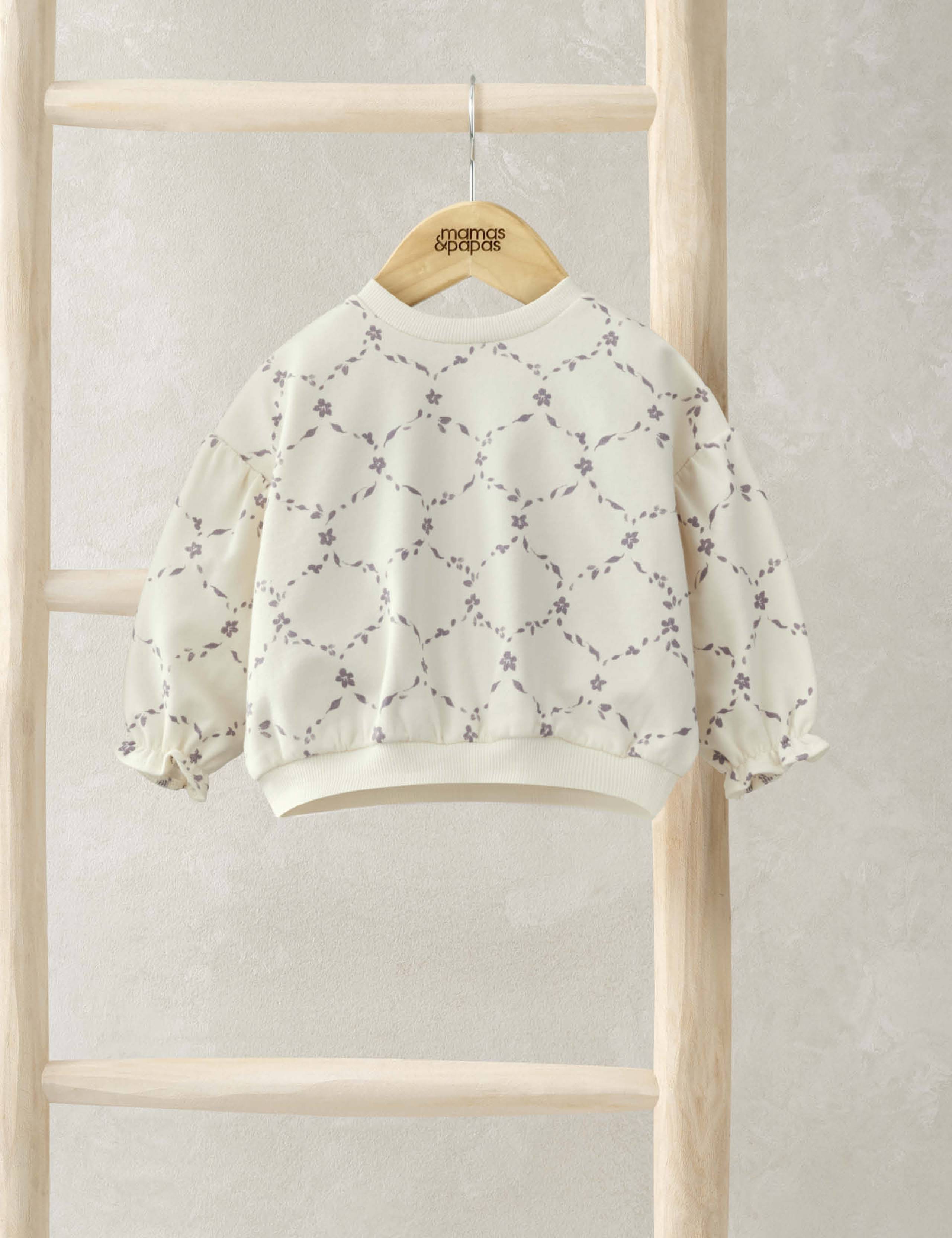 Pure Cotton Trellis Print Sweatshirt (0 Mths-3 Yrs)