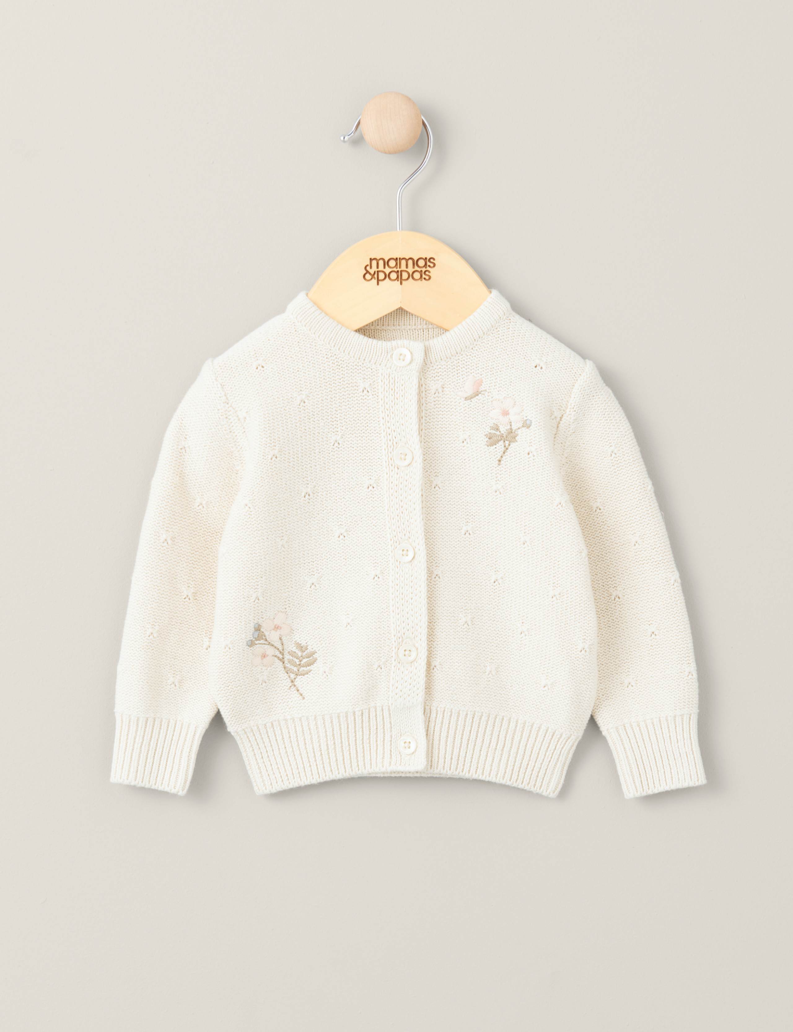 Pure Cotton Floral Knitted Cardigan (7lbs-1 Yrs)