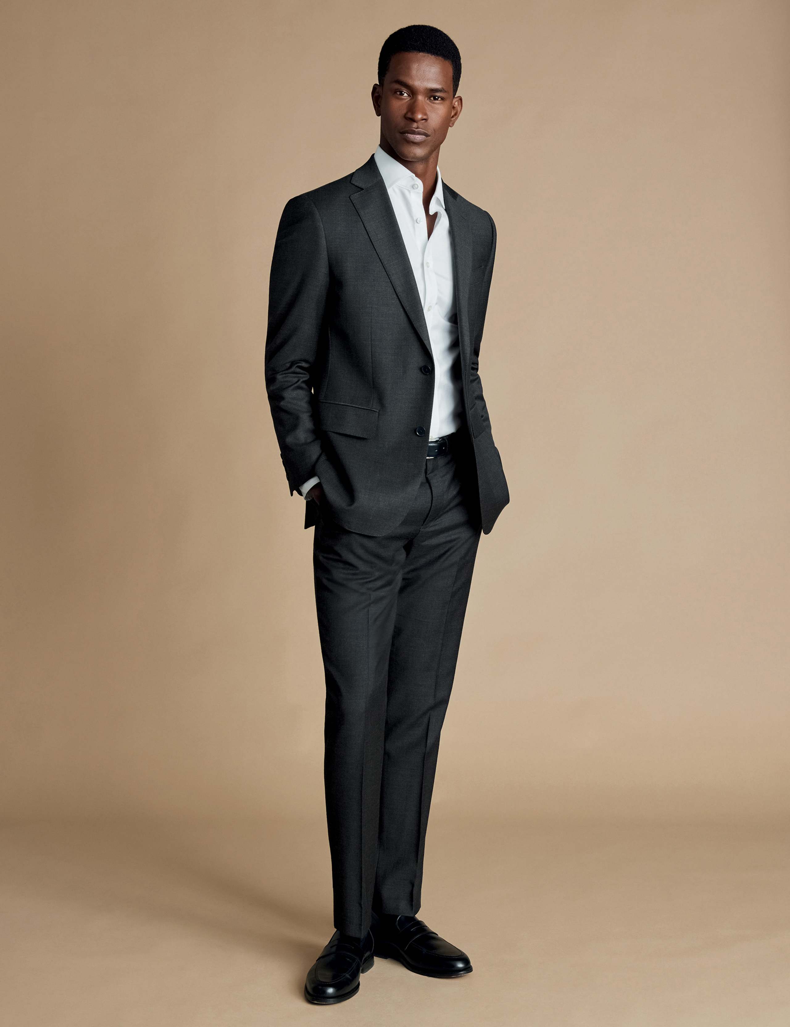 Slim Fit Pure Wool Twill Suit Trousers