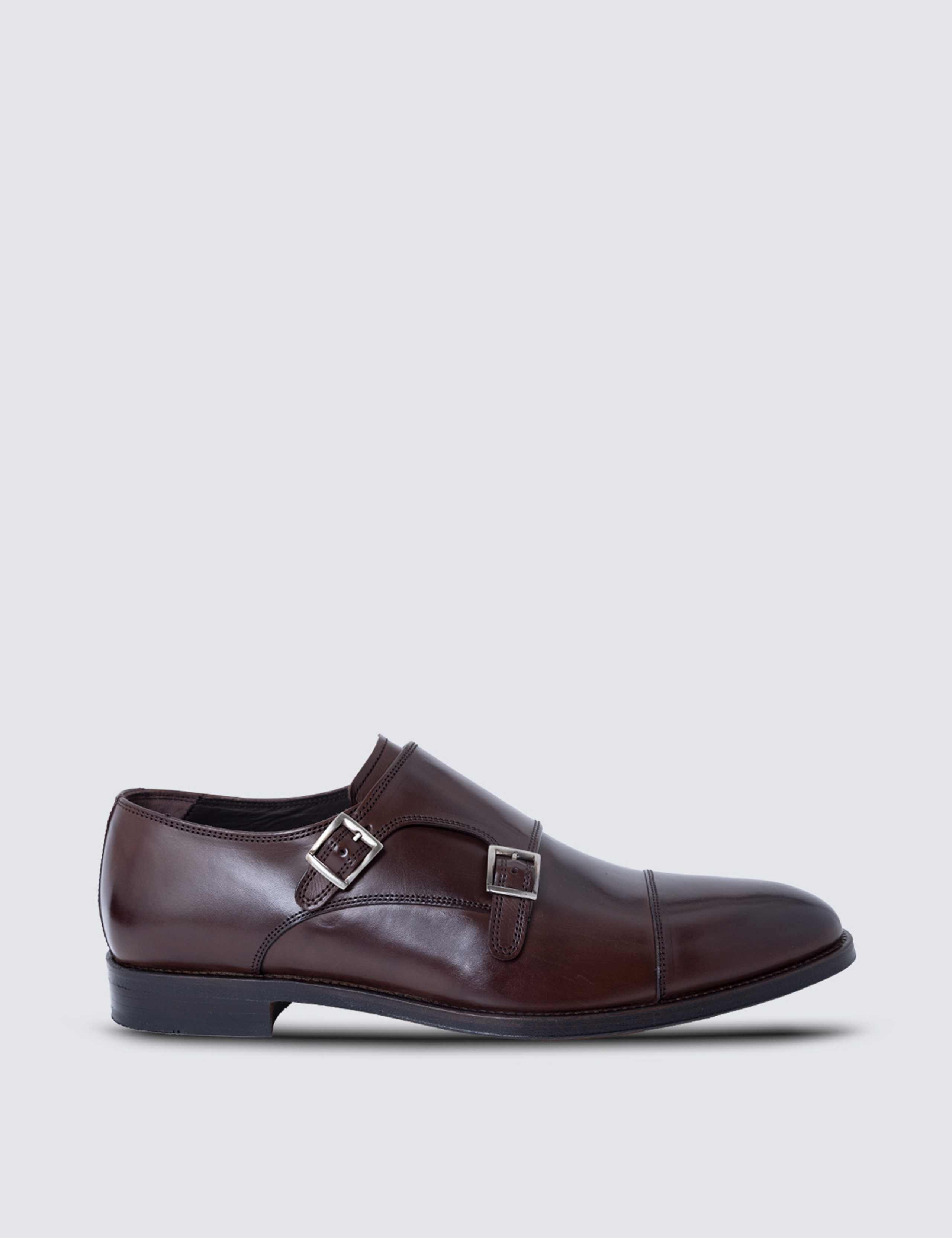 Wide Fit Leather Double Monk Strap Shoes