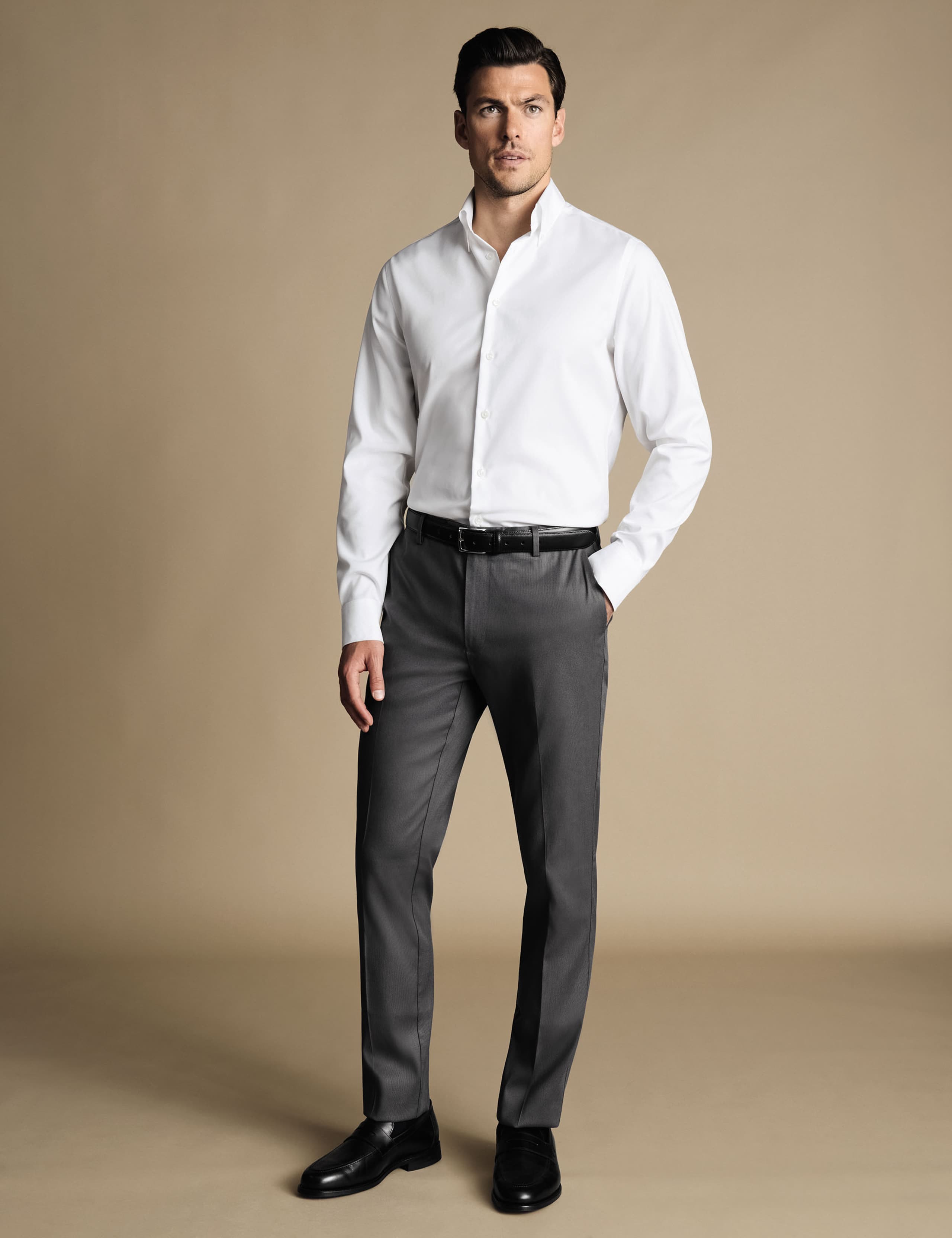 Slim Fit Cotton Rich Textured Trousers