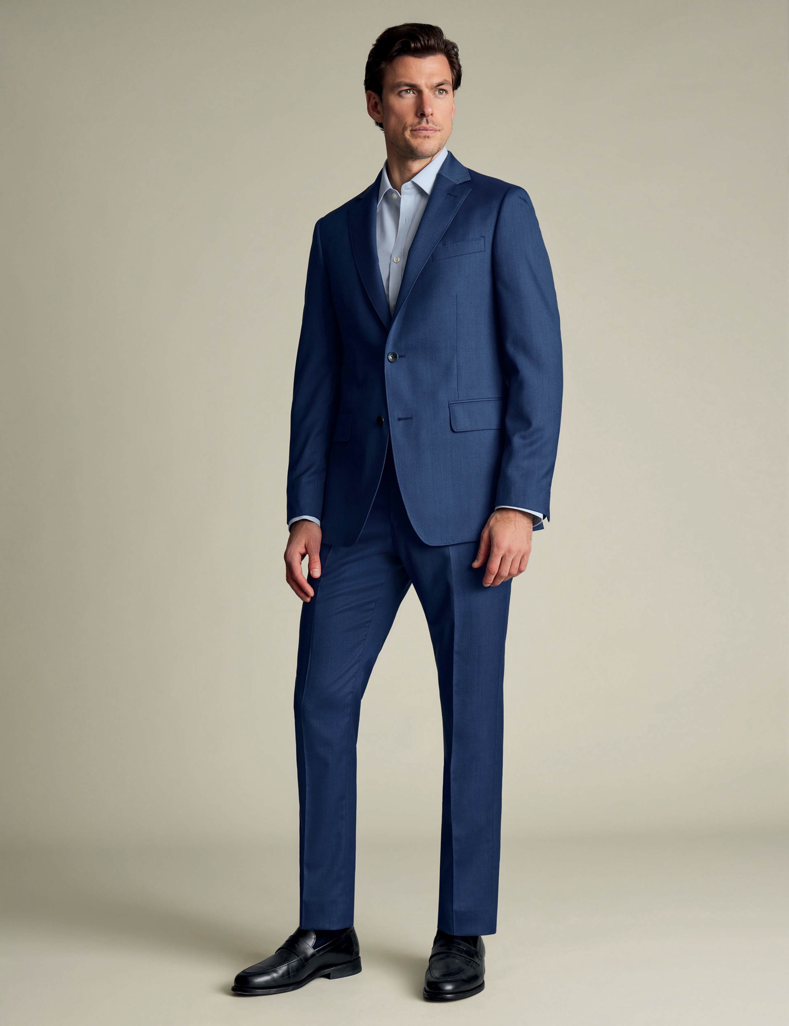 Regular Fit Pure Wool Flat Front Trousers