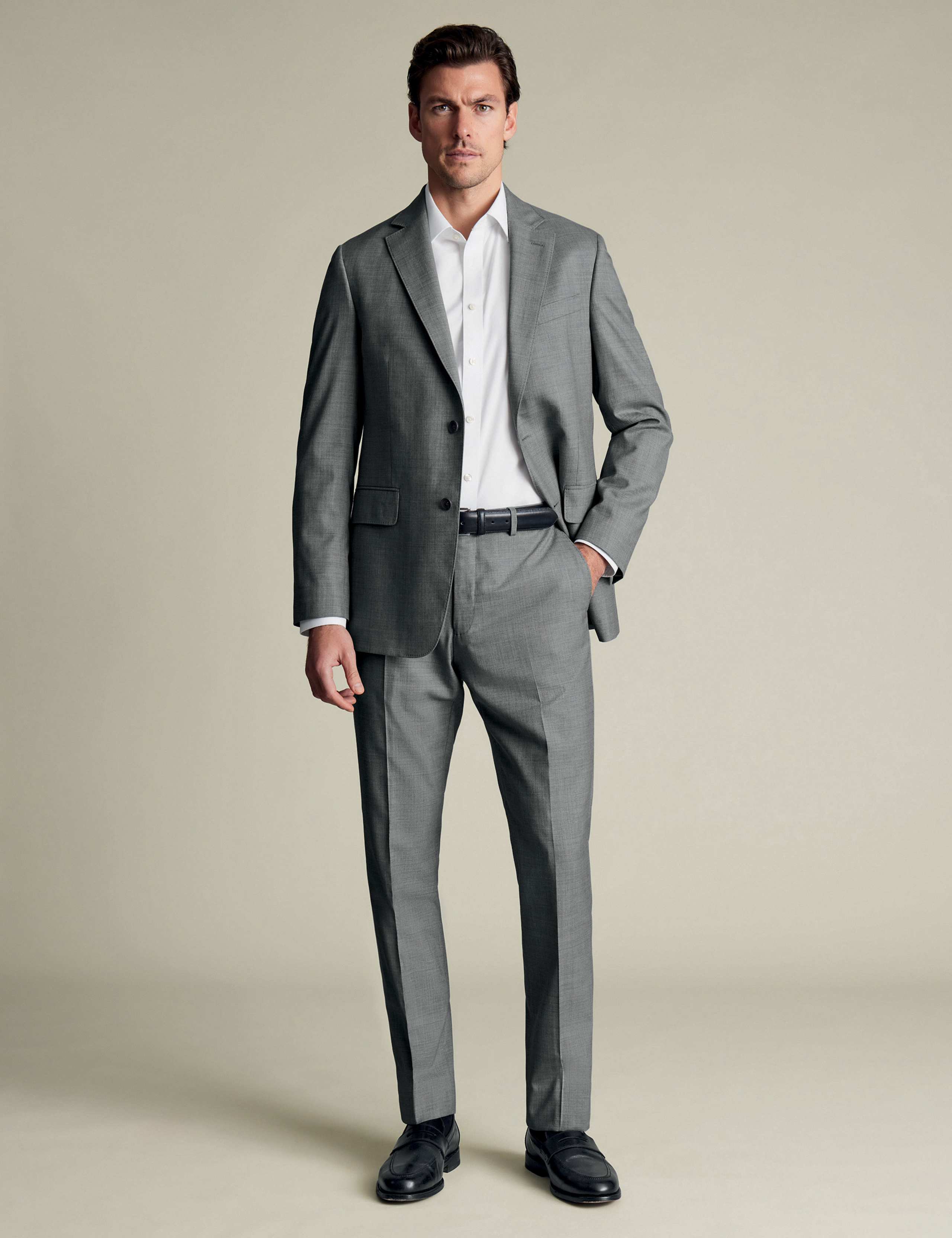 Regular Fit Pure Wool Flat Front Trousers