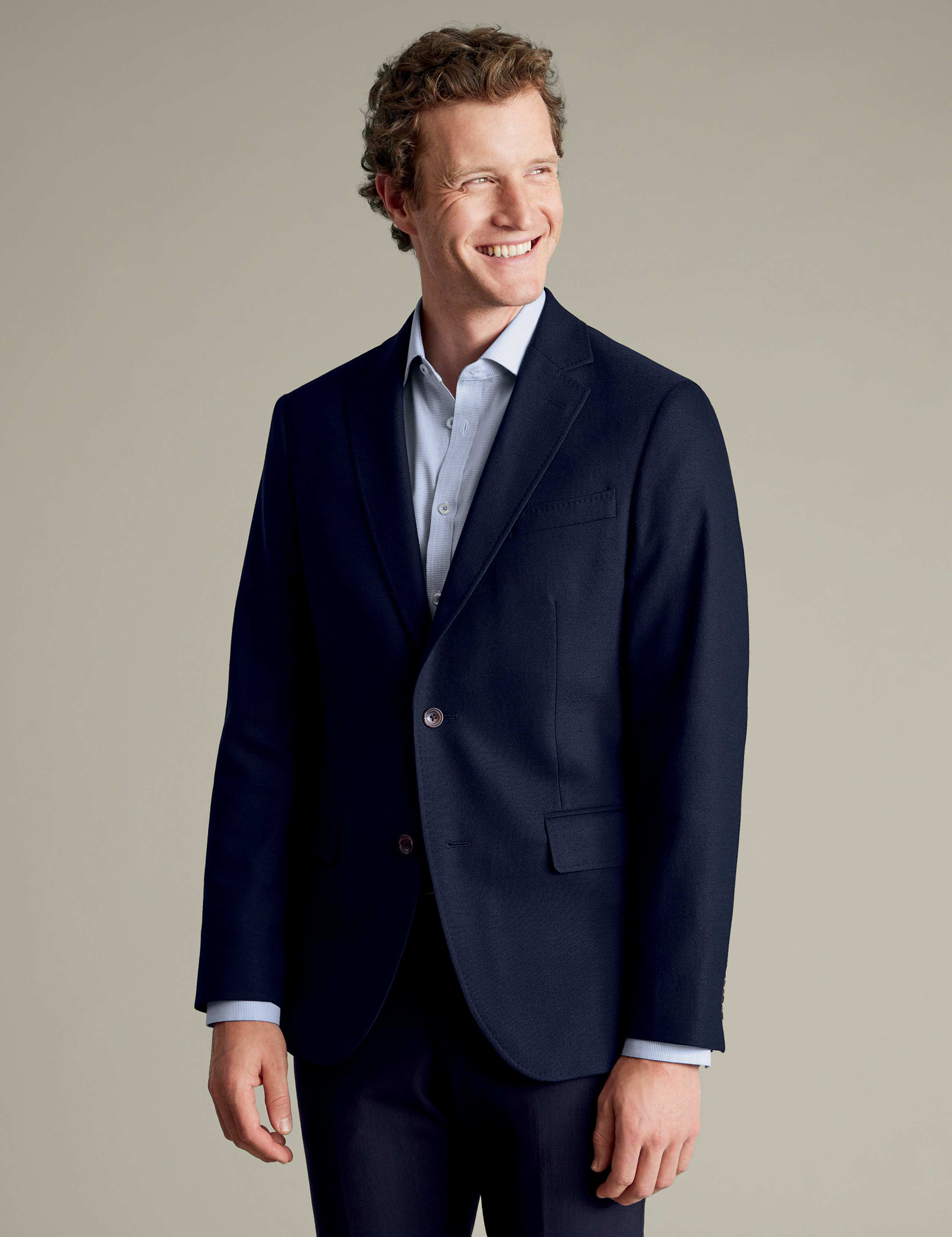 Slim Fit Wool Rich Stretch Textured Jacket