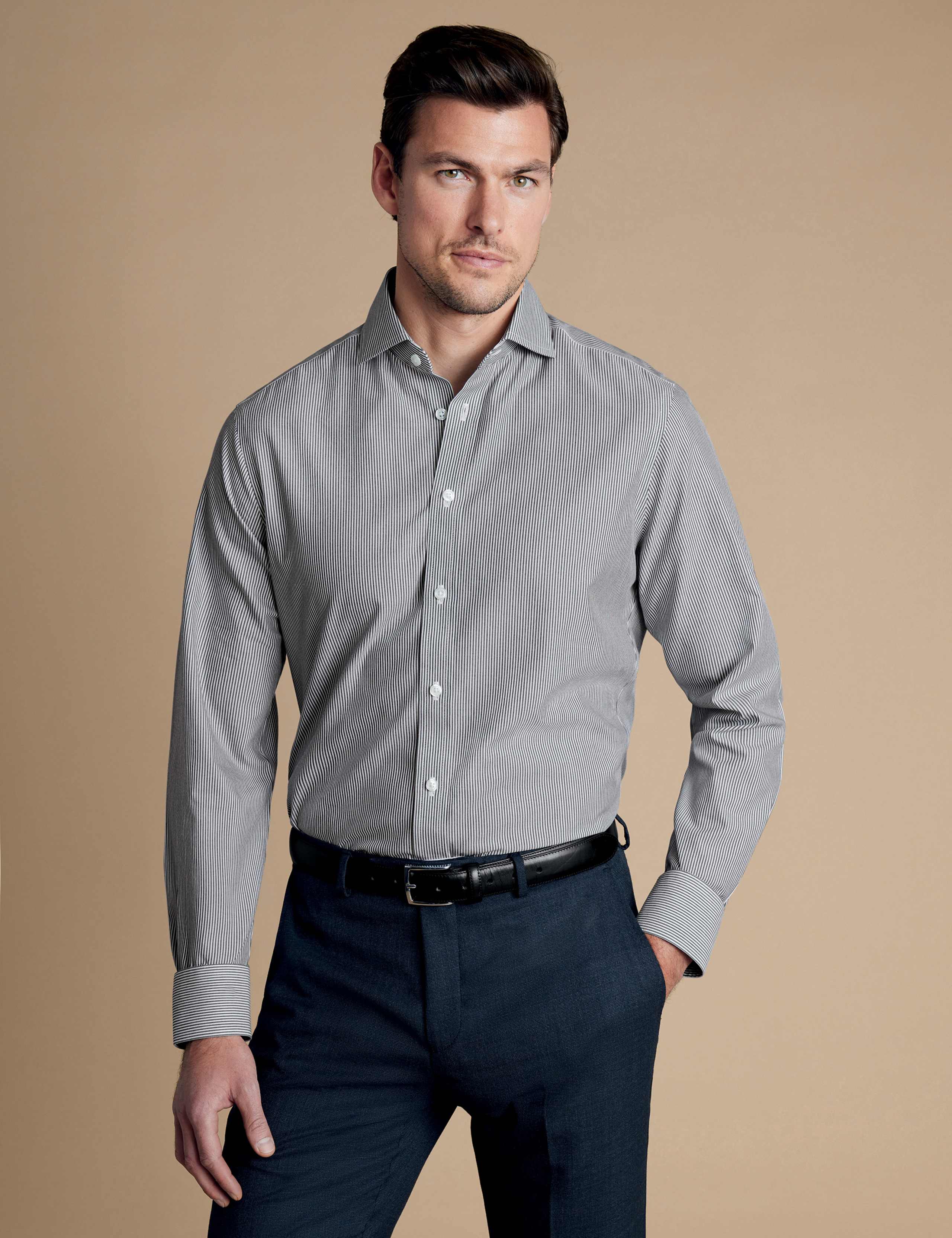Slim Fit Non Iron Pure Cotton Striped Shirt