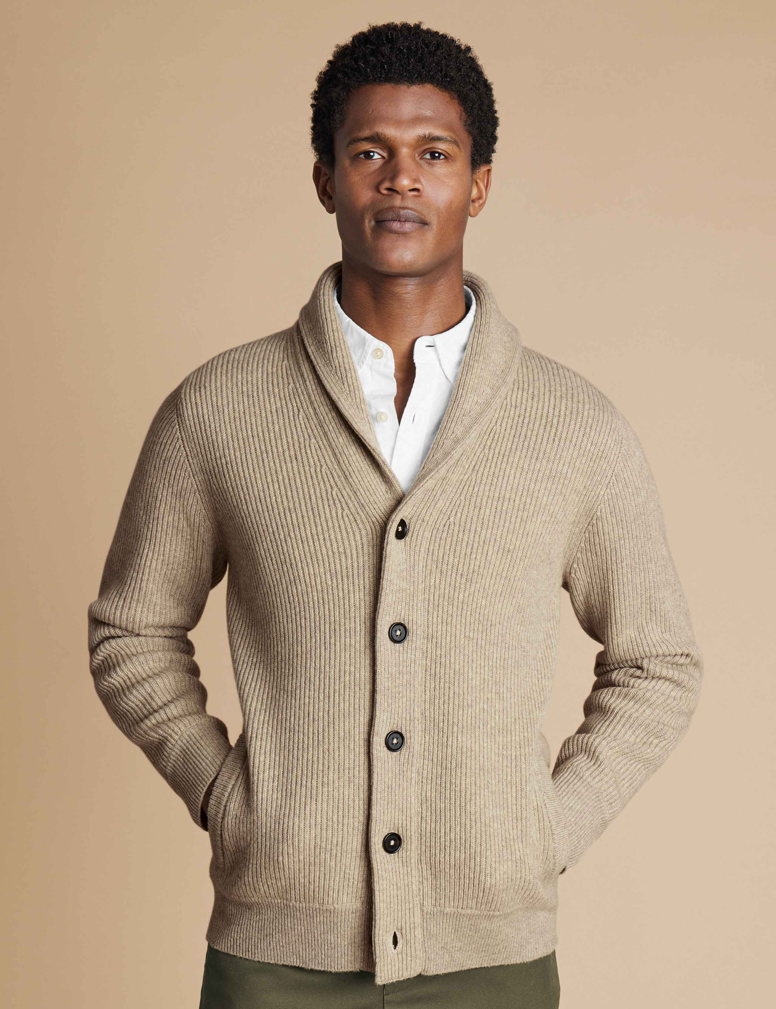 Pure Merino Wool Shawl Collar Cardigan