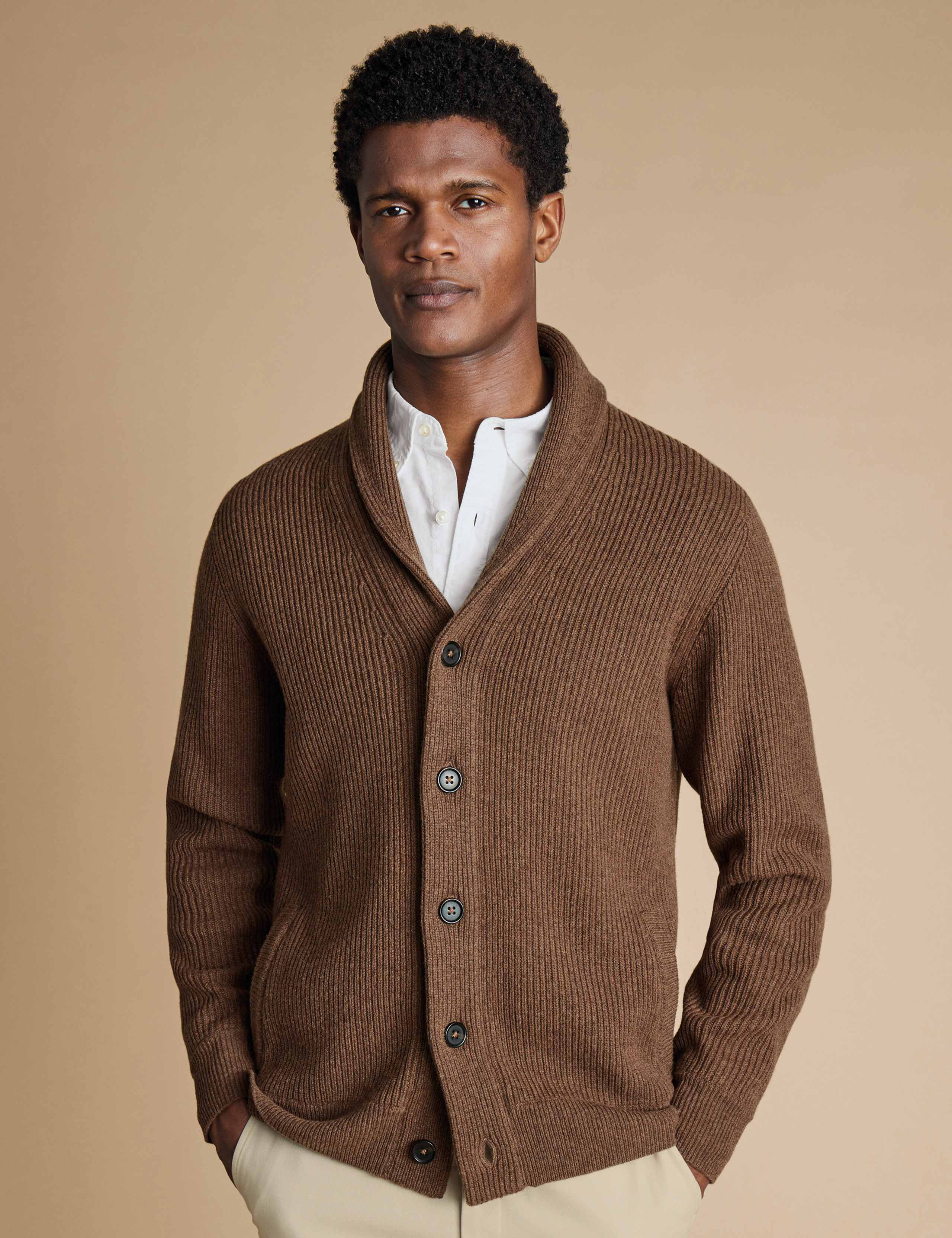 Pure Merino Wool Shawl Collar Cardigan