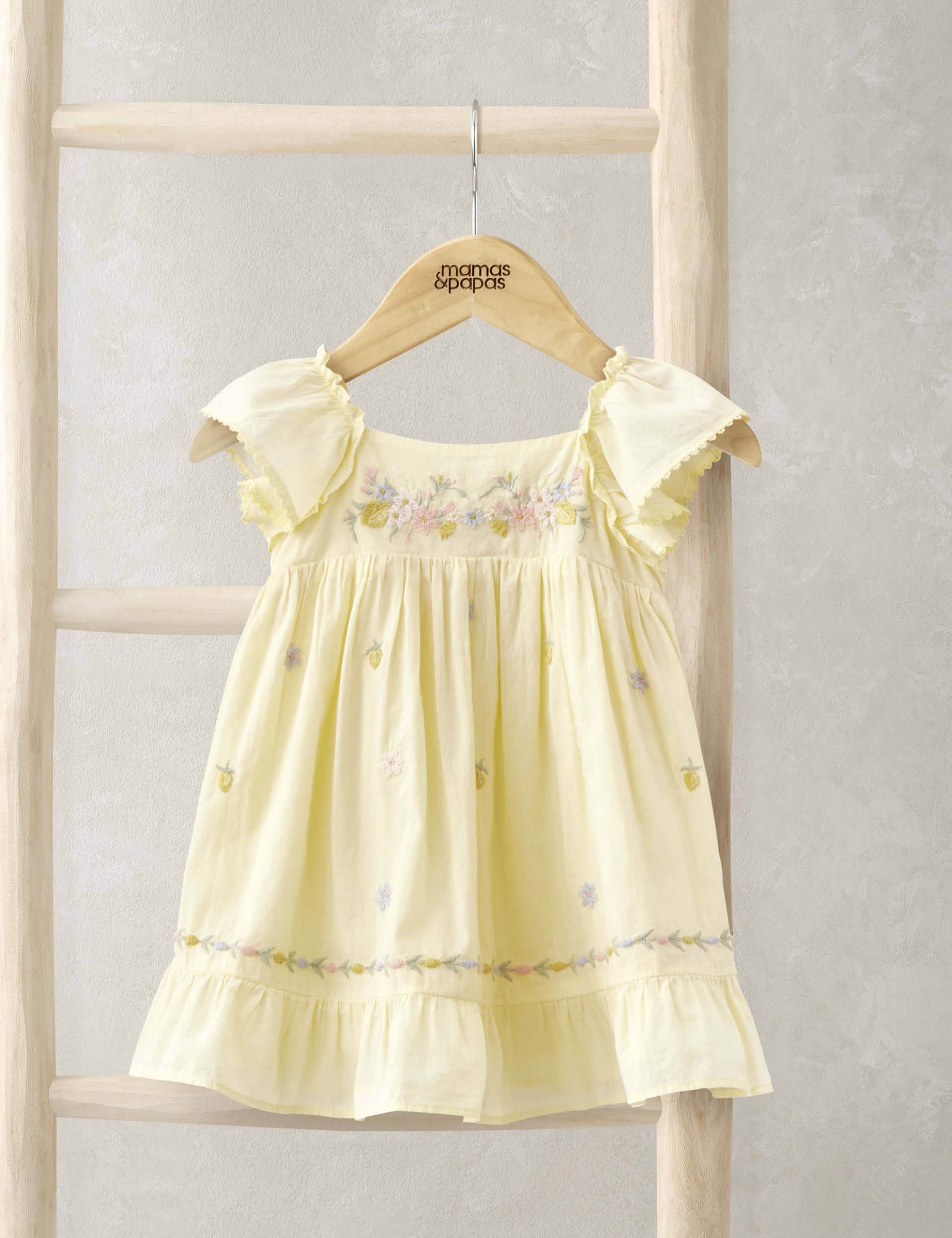 Pure Cotton Frill Embroidered Dress (0-3 Yrs)