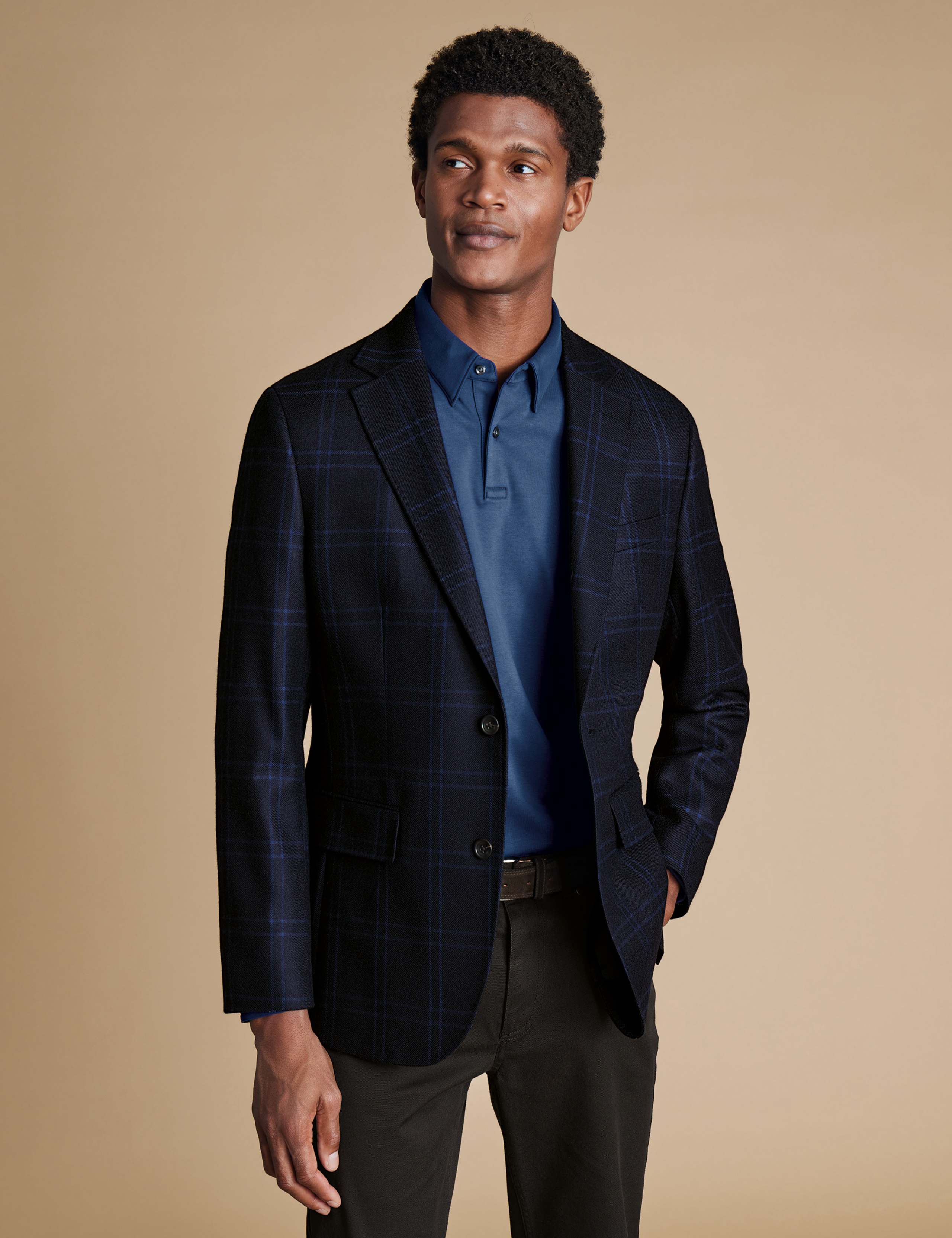 Slim Fit Pure Wool Check Suit Jacket