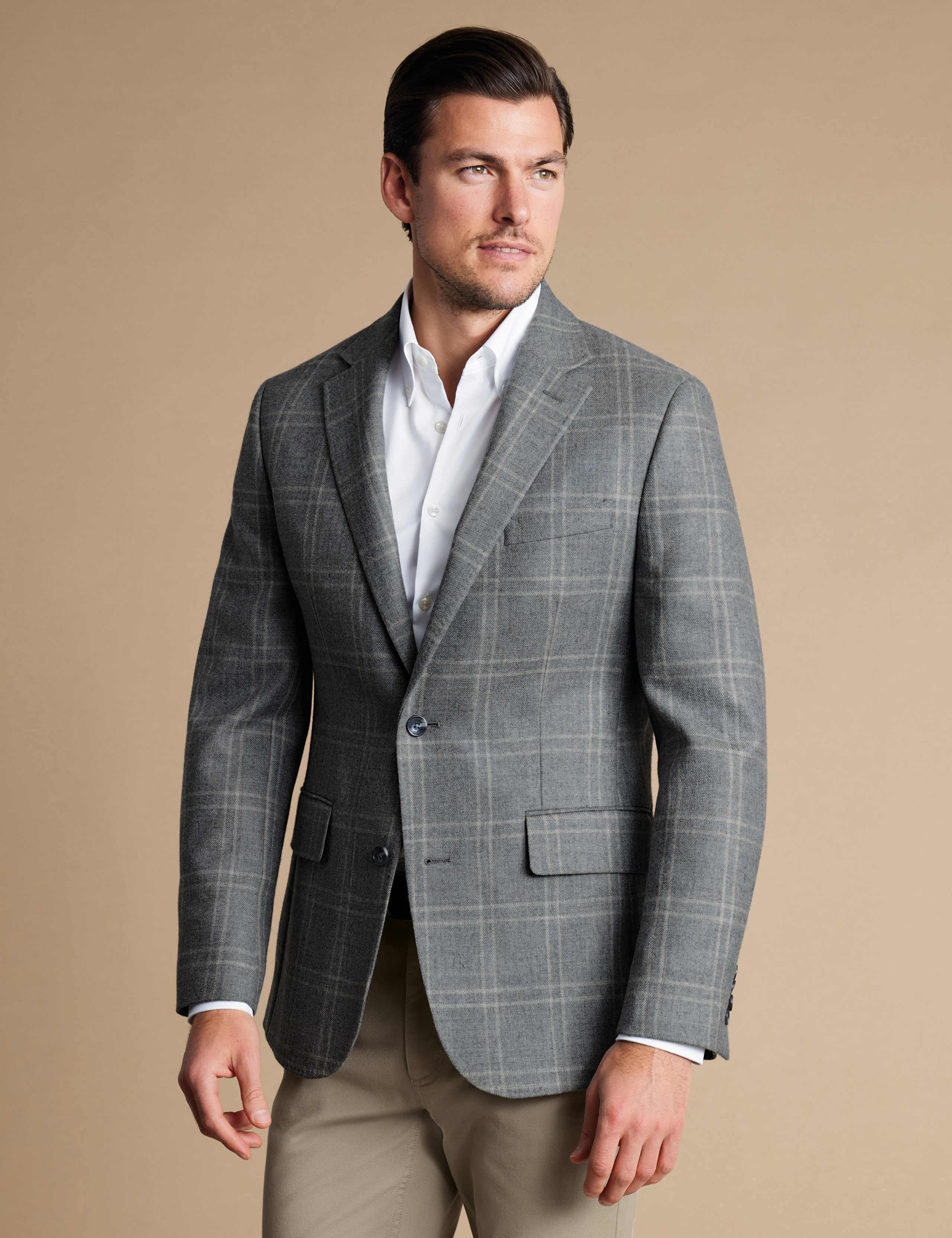 Slim Fit Pure Wool Check Suit Jacket