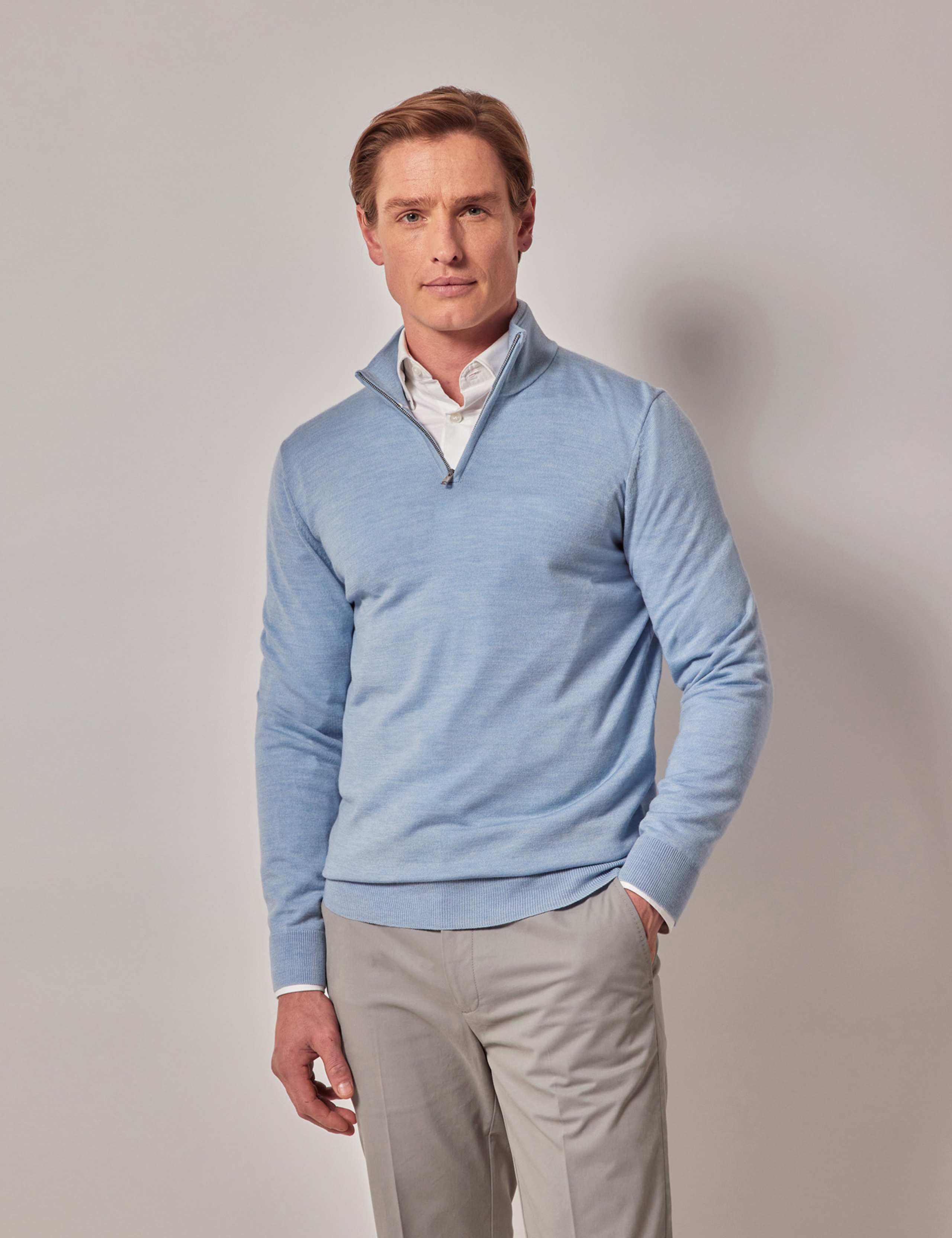 Pure Wool Half Zip Jumper