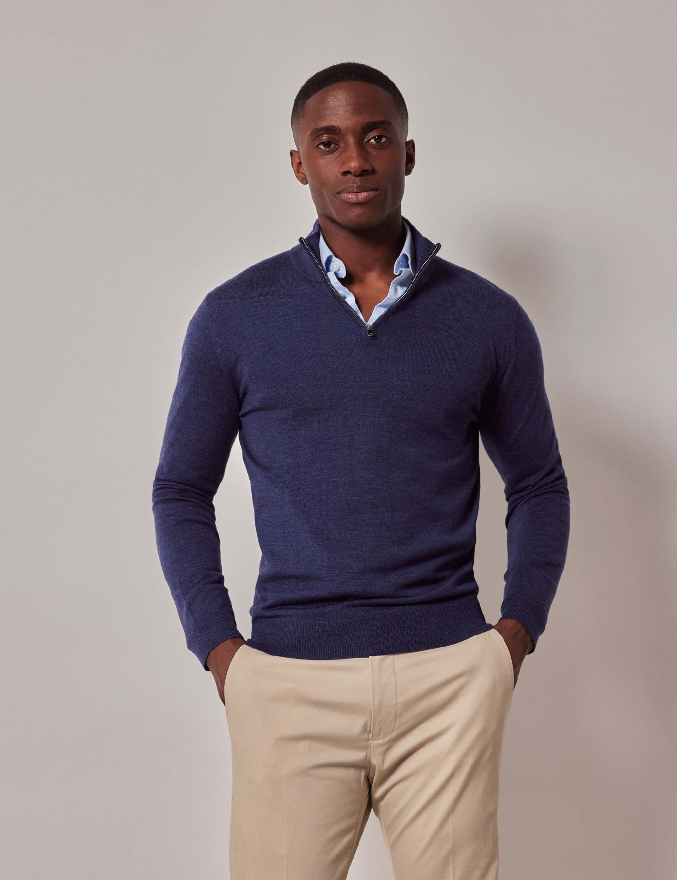 Pure Wool Half Zip Jumper