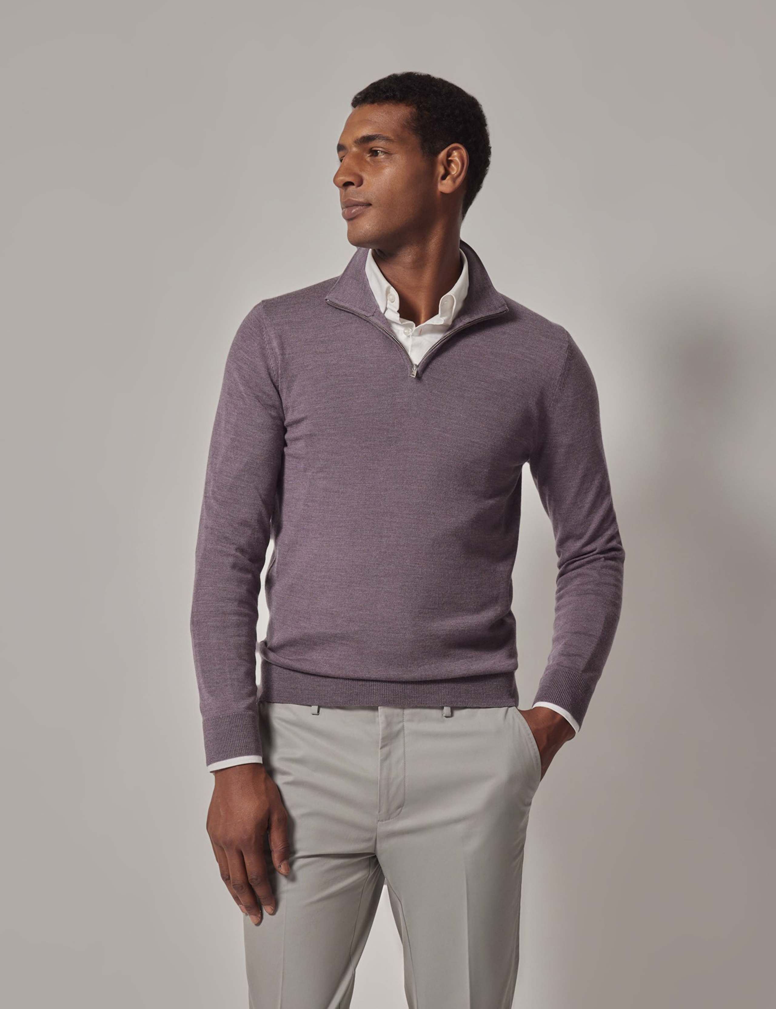 Pure Wool Half Zip Jumper