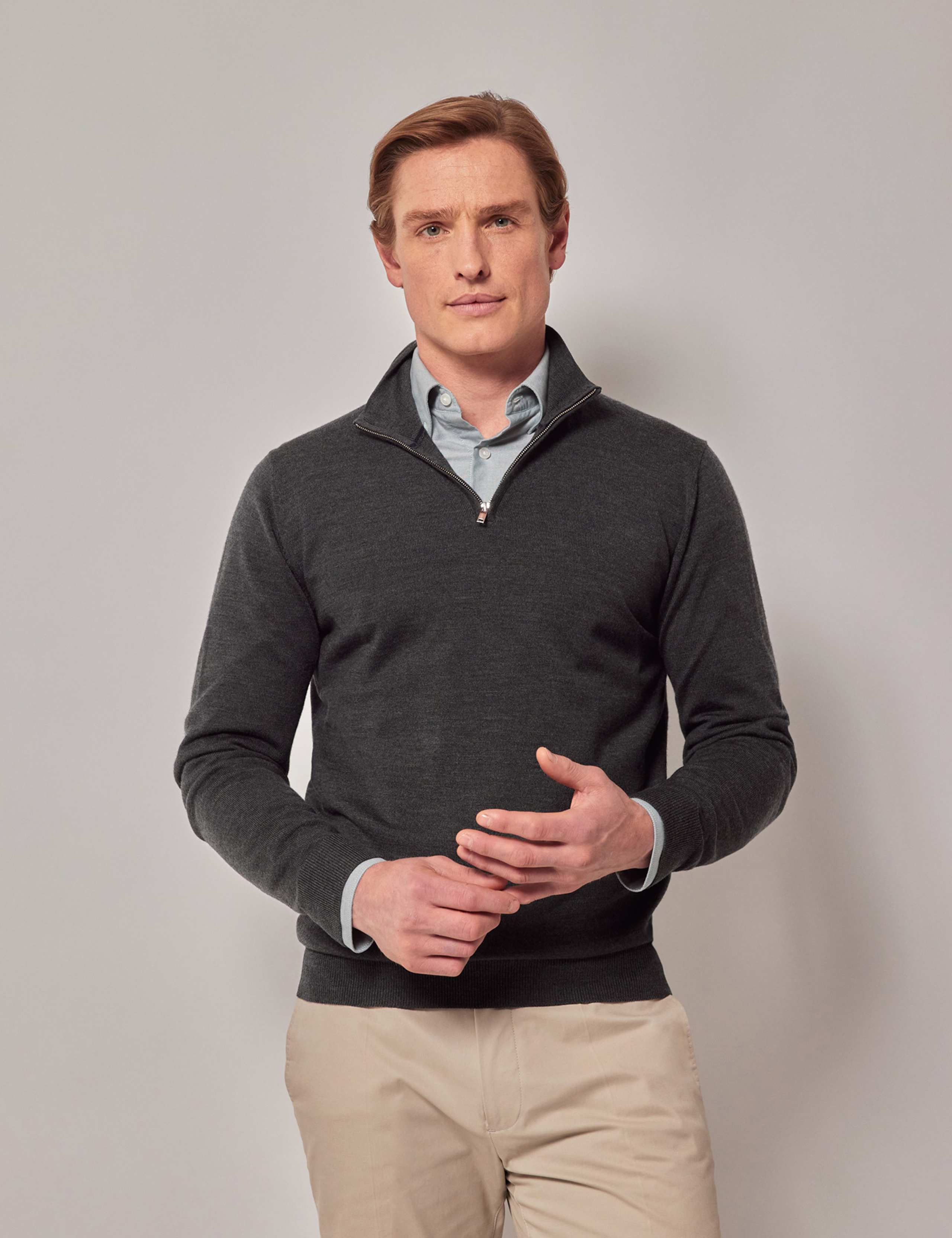 Pure Wool Half Zip Jumper