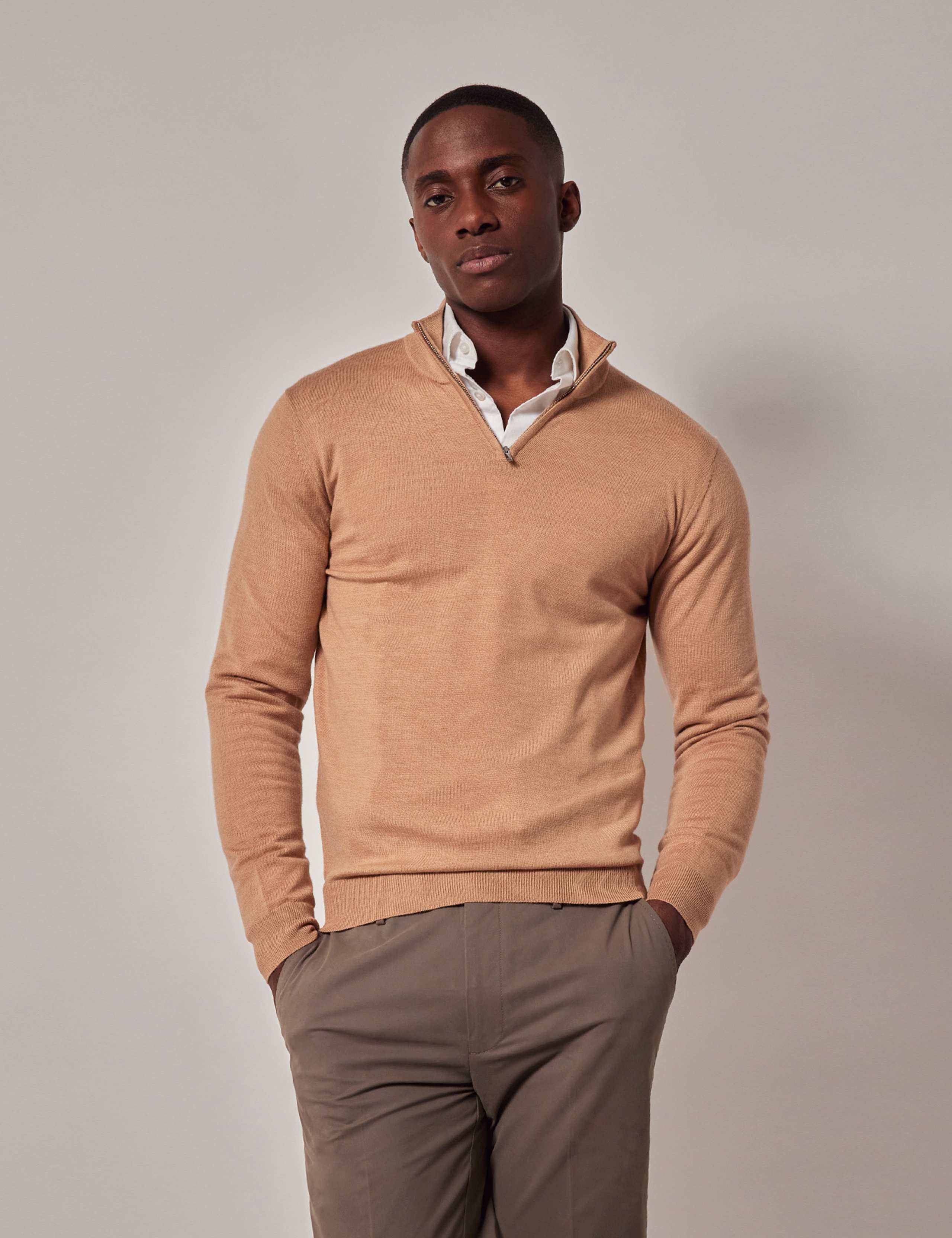 Pure Wool Half Zip Jumper