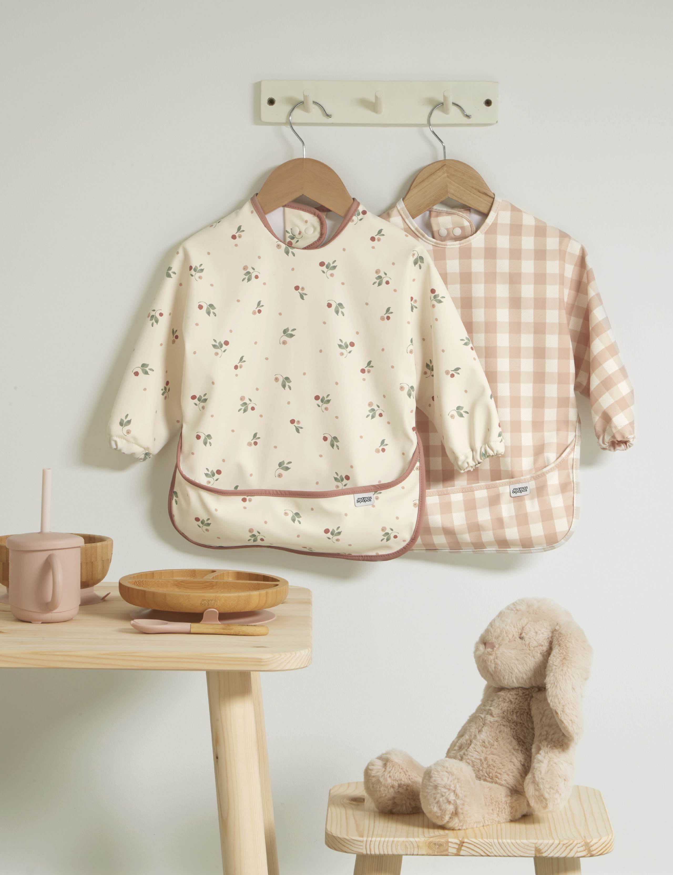 2pk Checked & Cherry Dribble Bibs