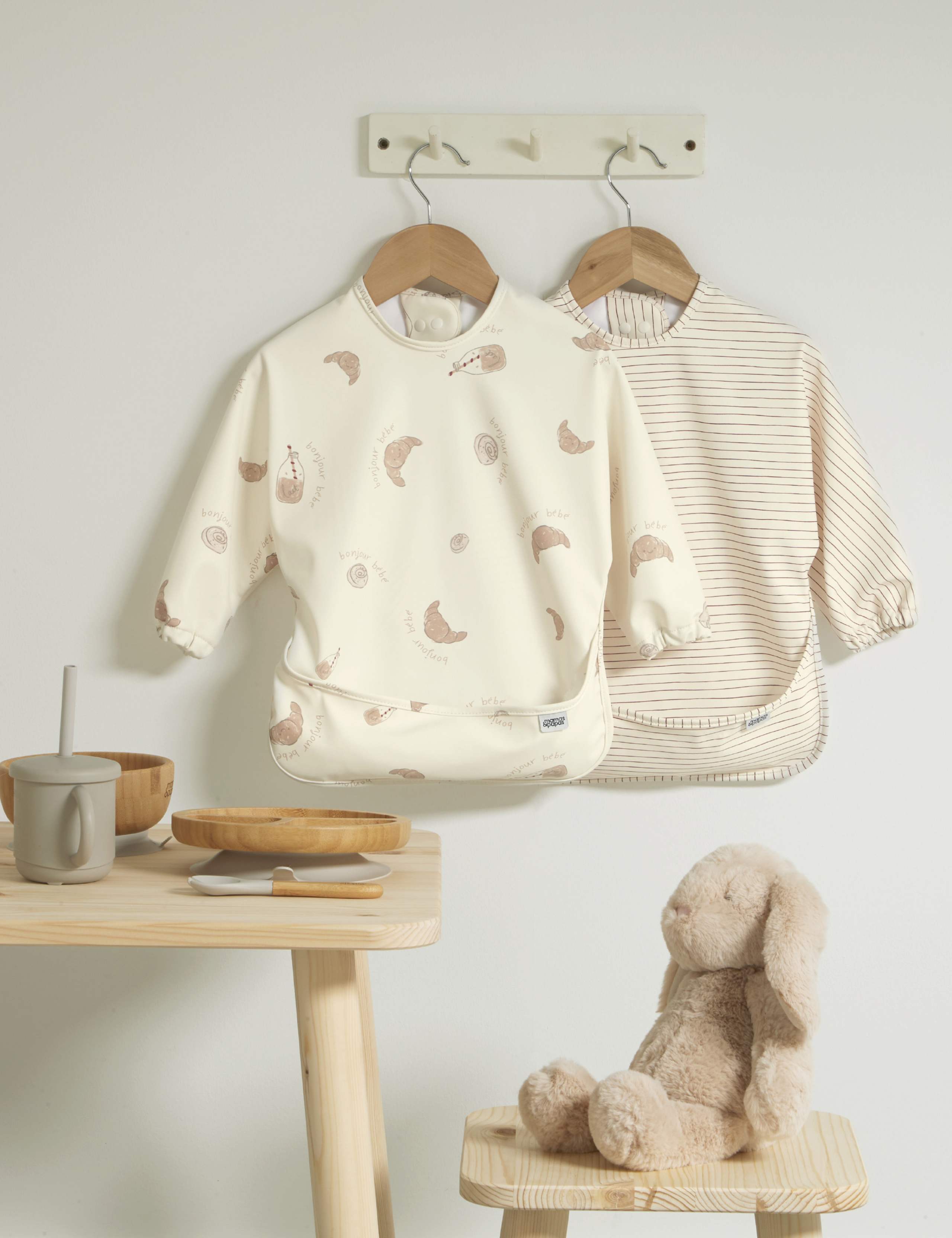 2pk Striped & Breakfast Dribble Bibs