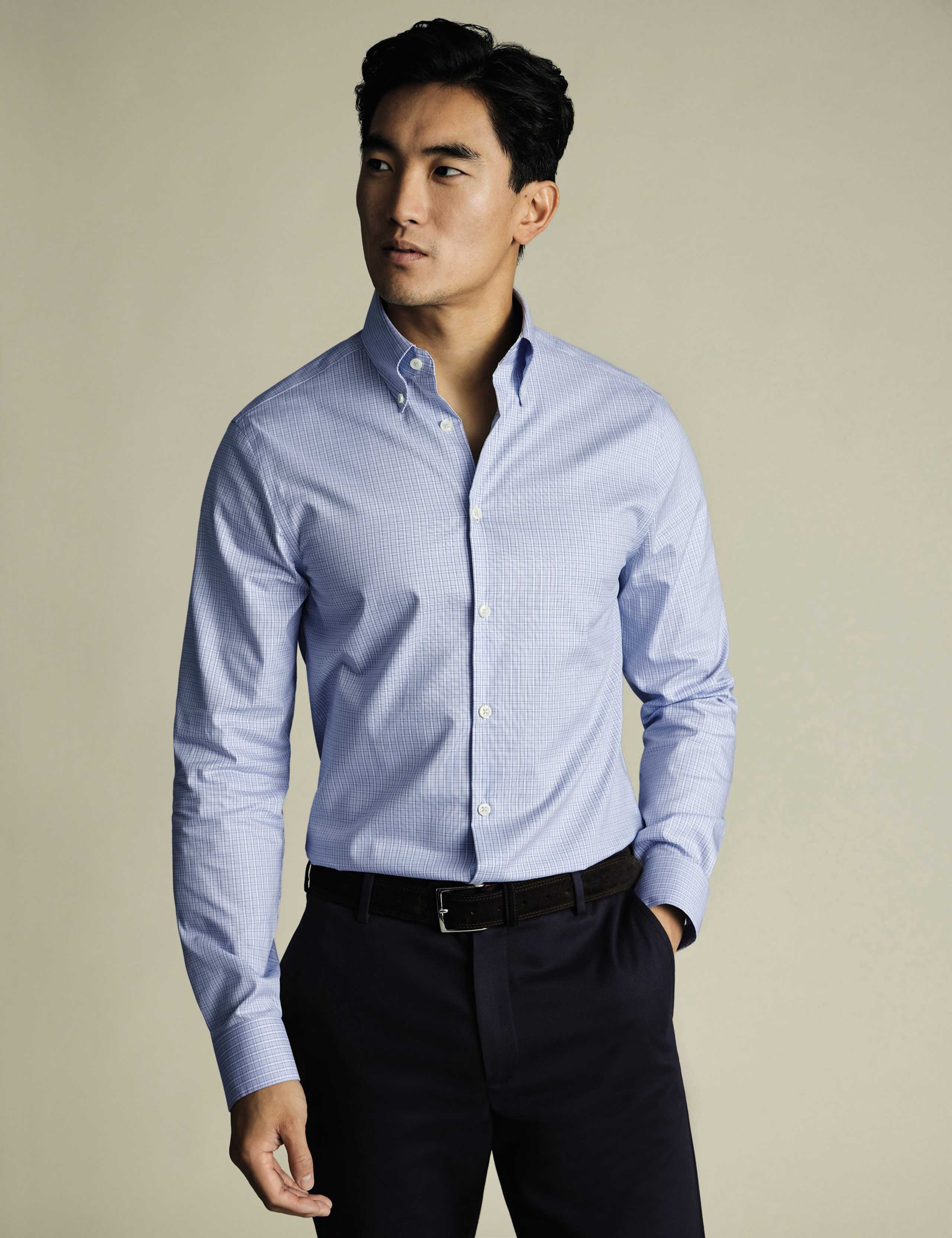 Slim Fit Pure Cotton Check Oxford Shirt