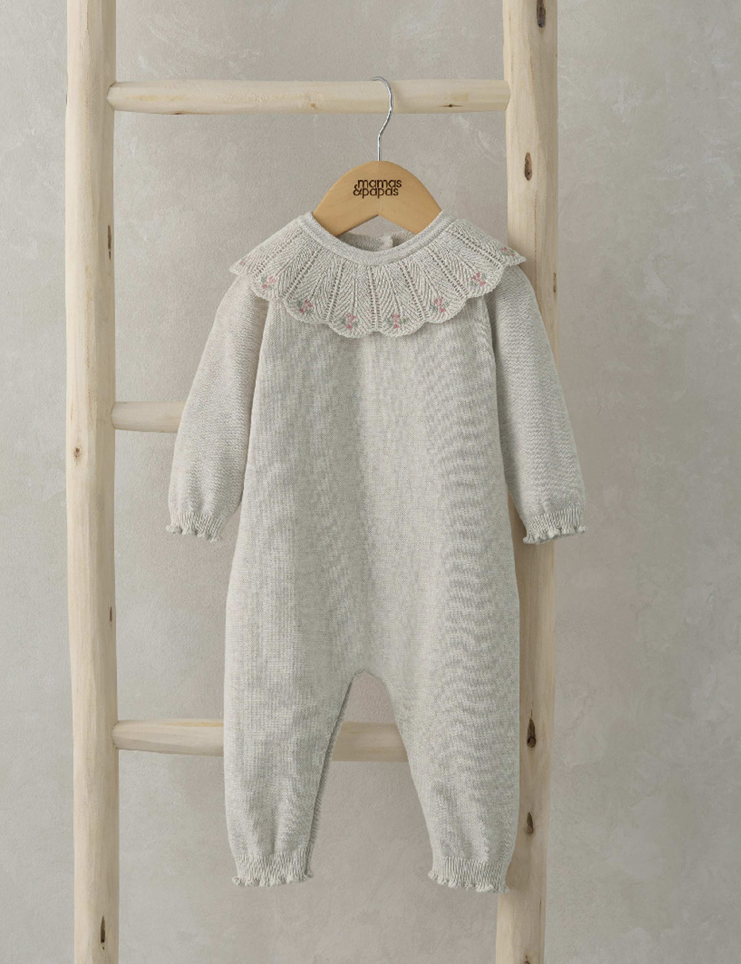 Pure Cotton Knitted Floral Romper (0-24 Mths)