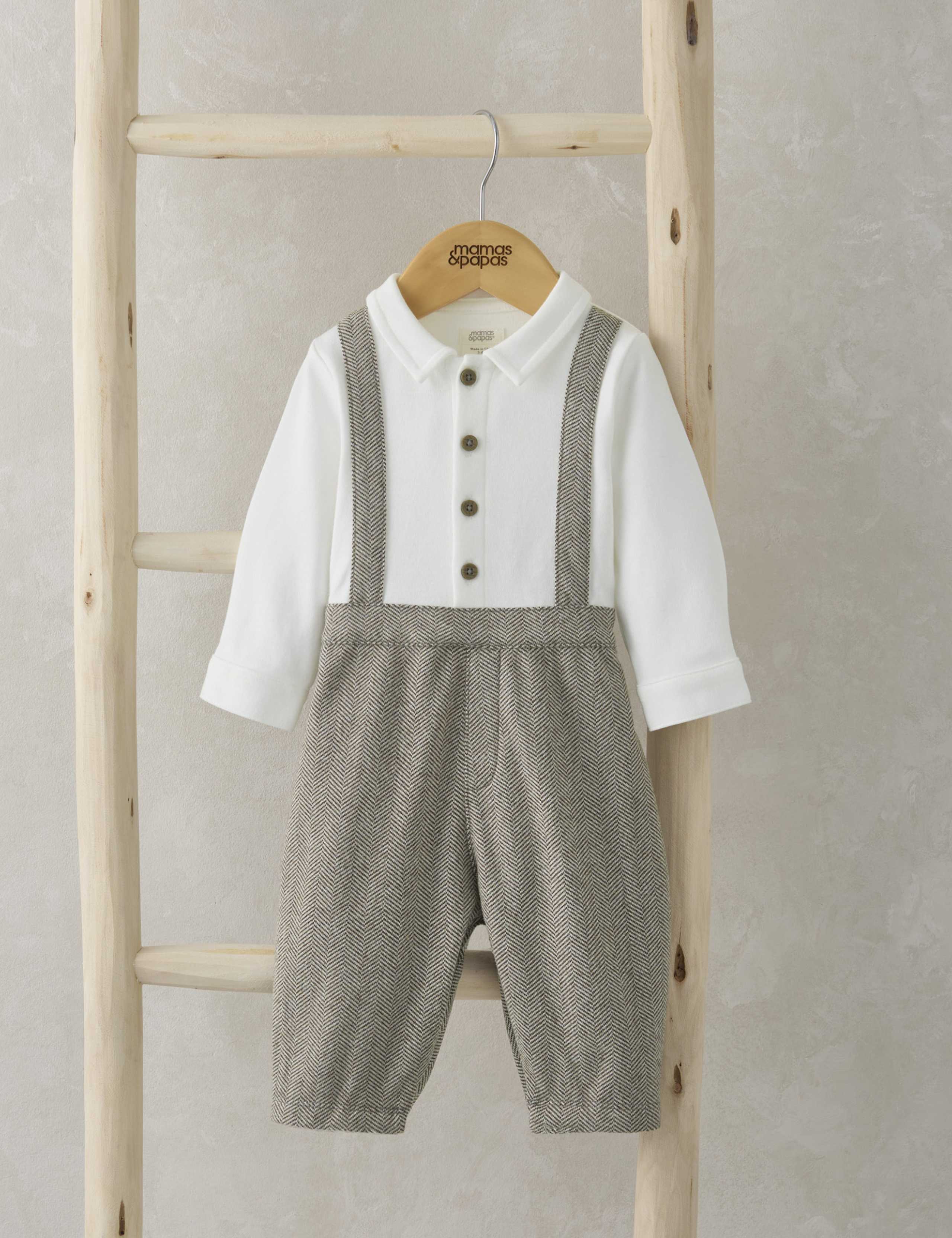 Herringbone Mock Suit Romper (0-18 Mths)
