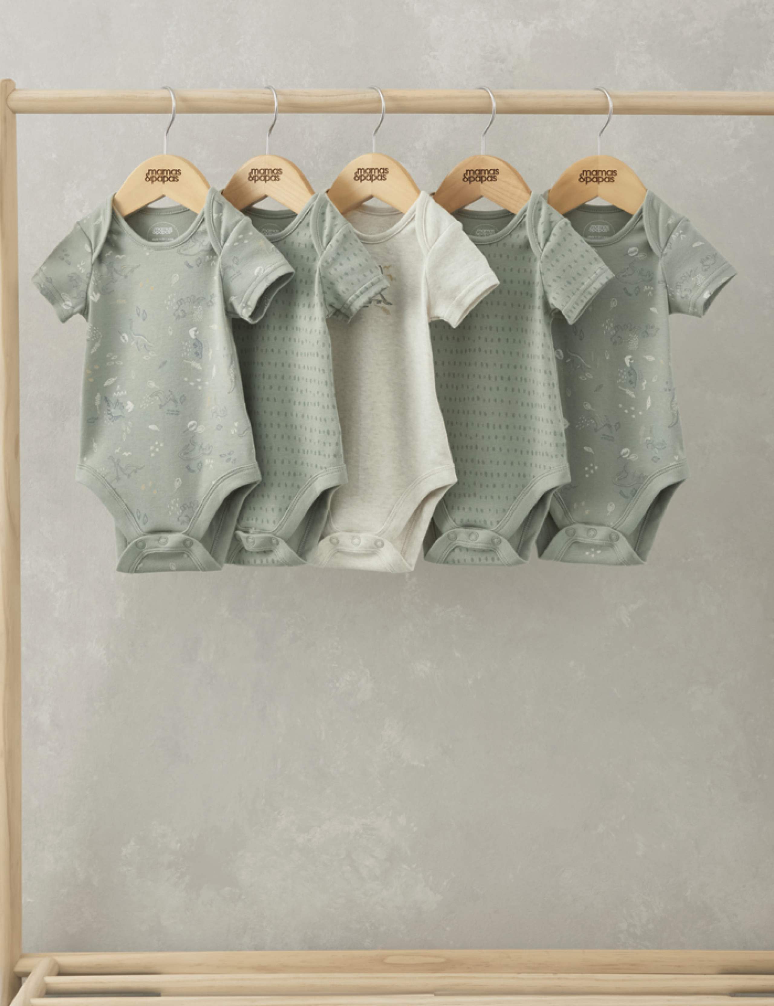 5pk Pure Cotton Dinosaur Bodysuits (0-24 Mths)