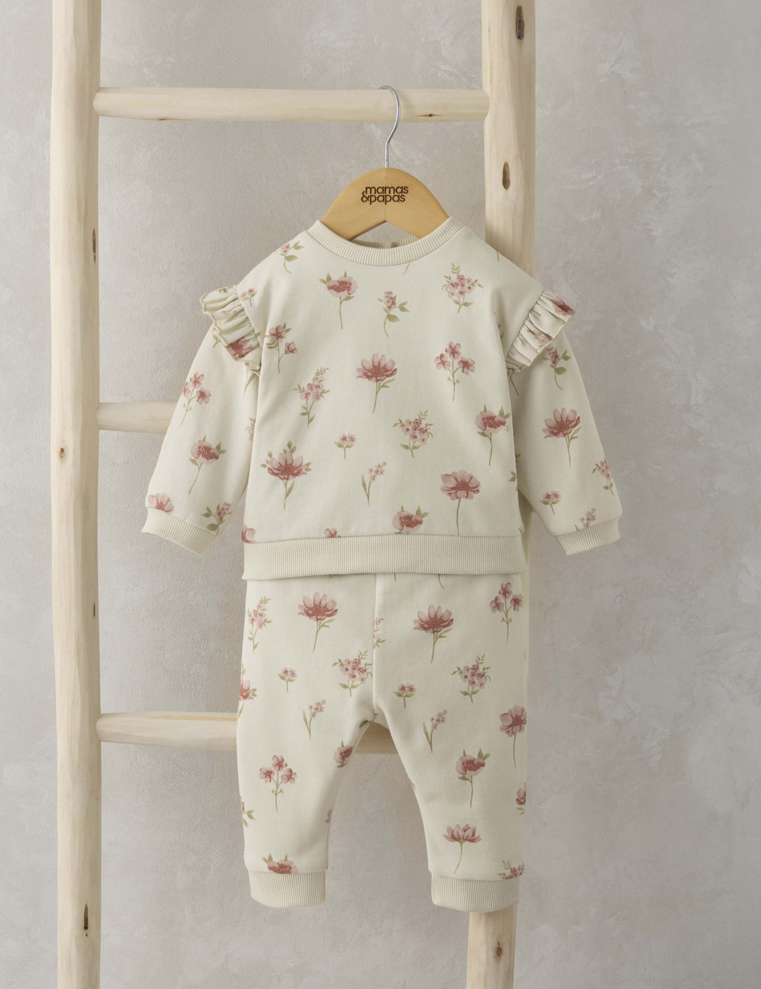 2pc Pure Cotton Floral Outfit (0-12 Mths)