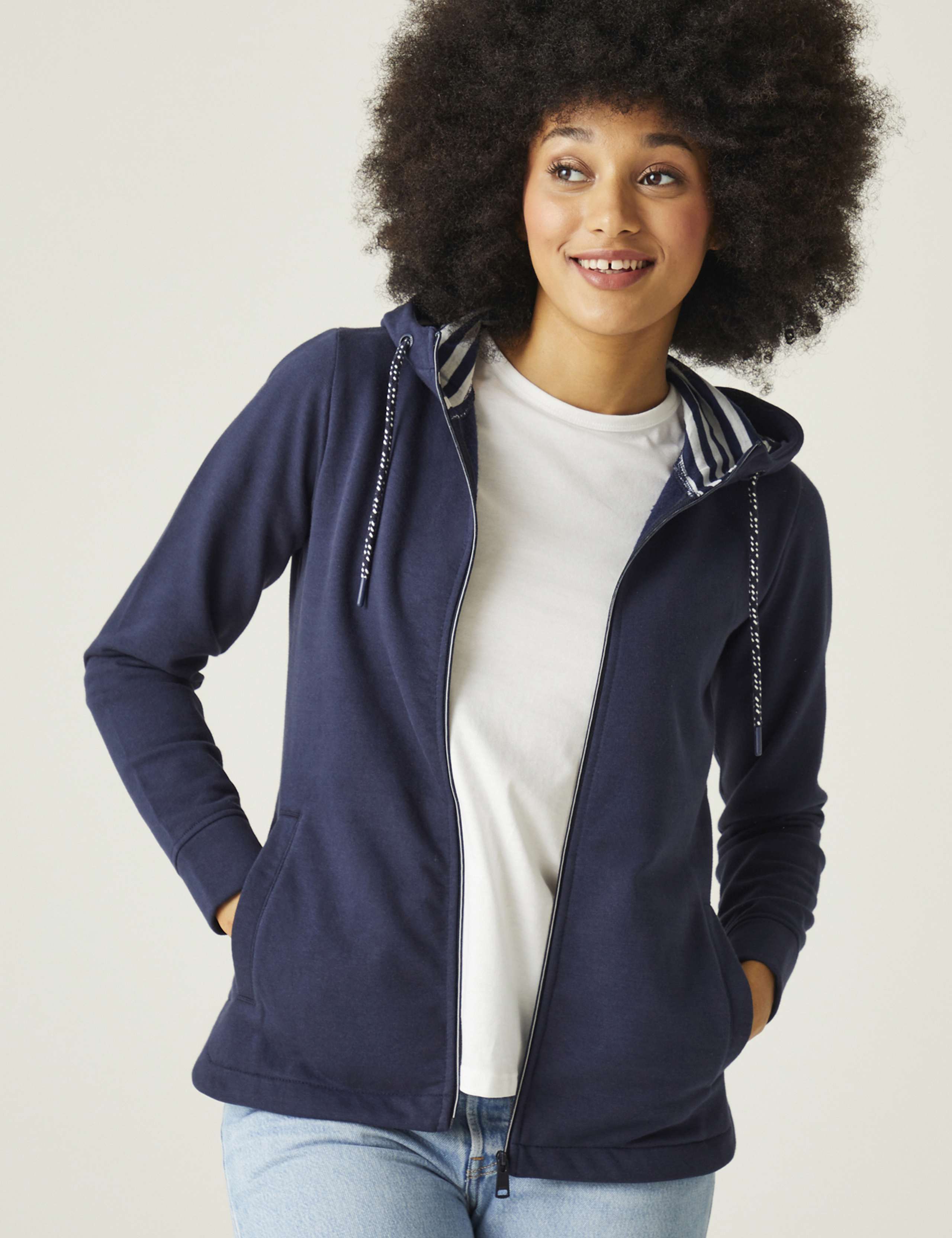 Bayletta Cotton Rich Striped Zip Up Hoodie