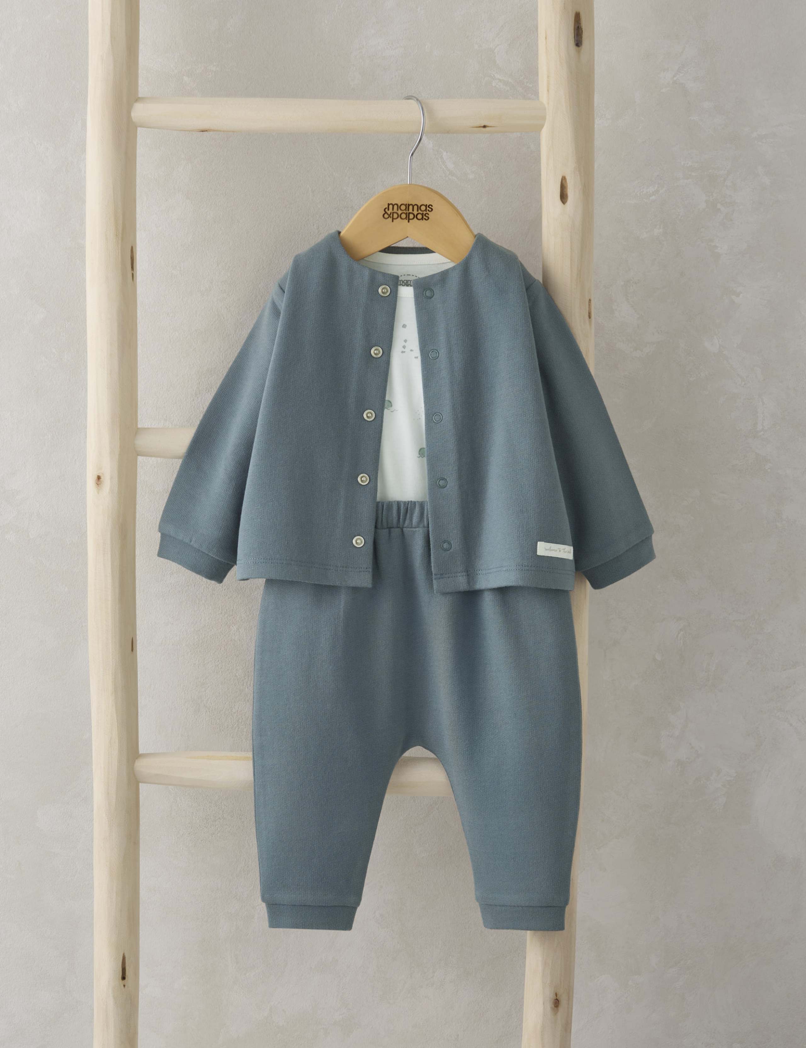 3pc Pure Cotton Whale Print Outfit (0-12 Mths)