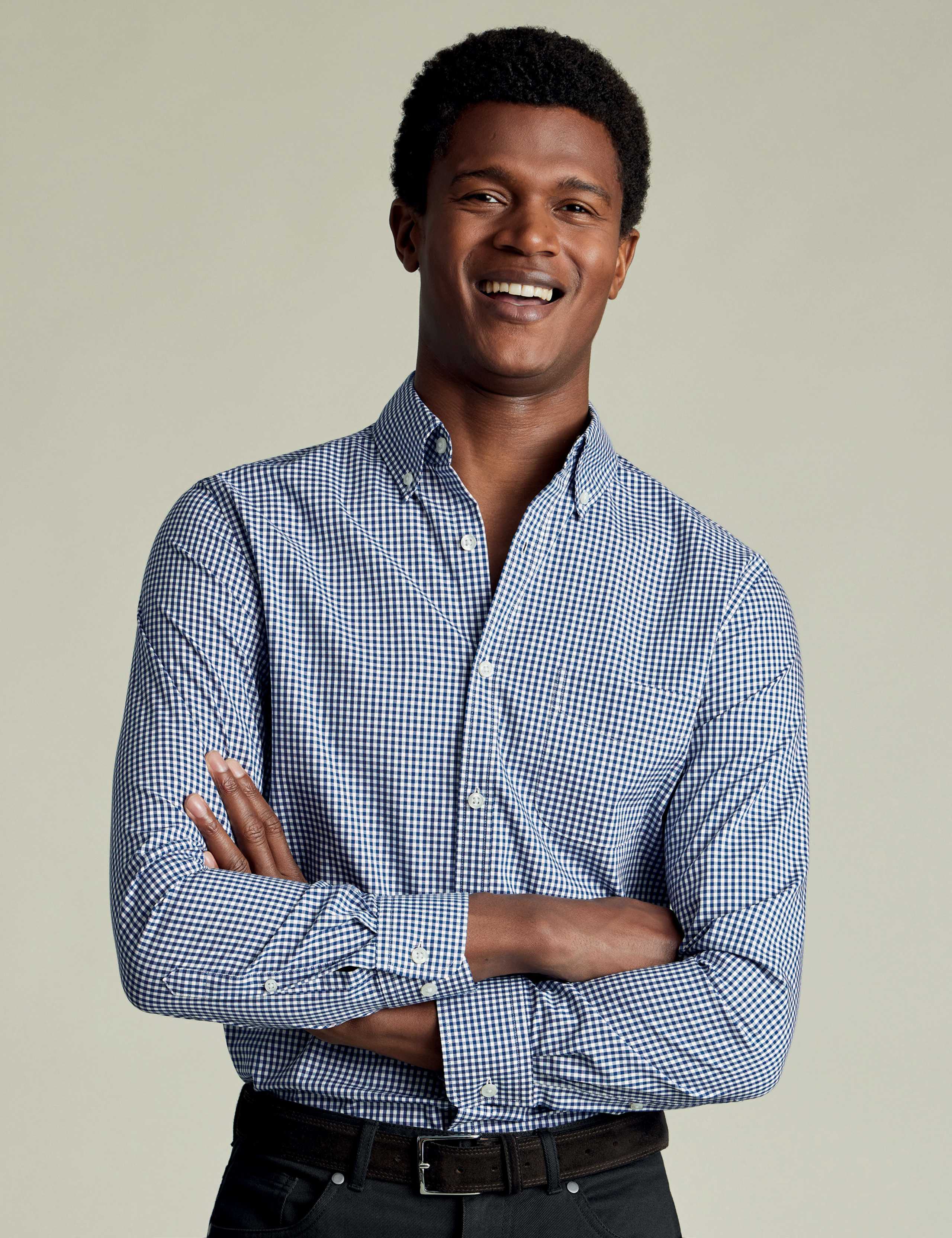 Non Iron Regular Fit Check Oxford Shirt
