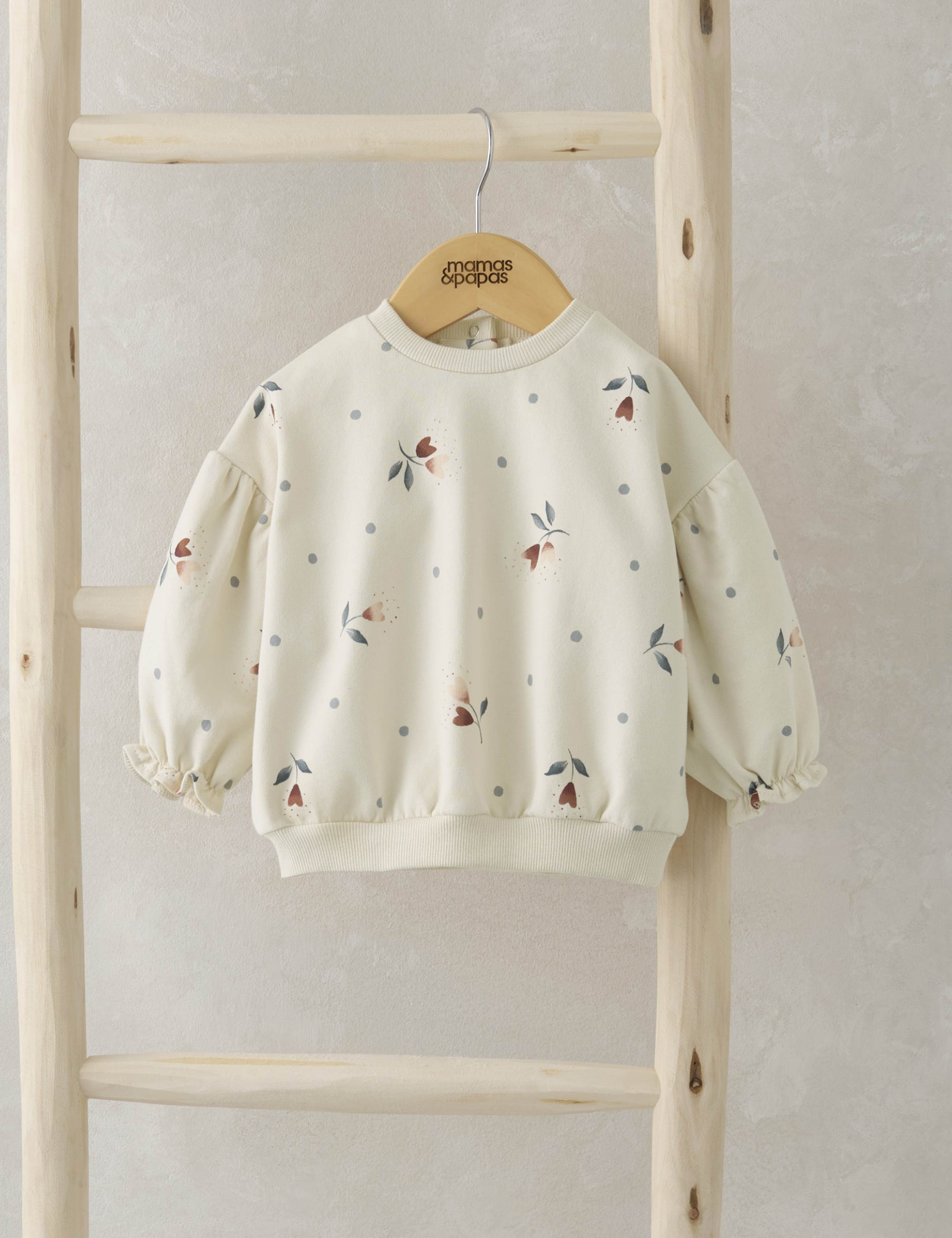 Pure Cotton Floral Heart Print Sweatshirt (0-3 Yrs)