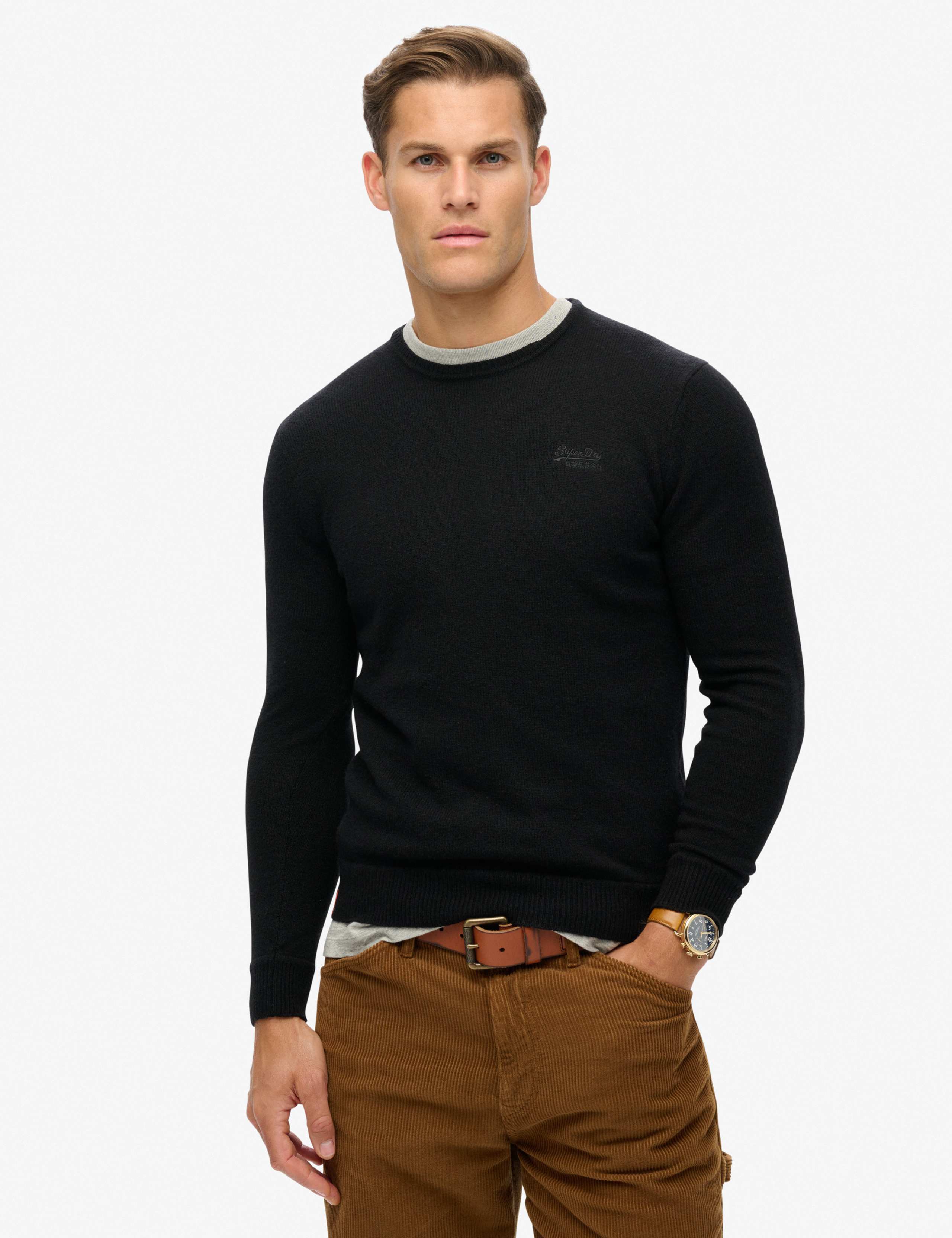 Wool Blend Ribbed Crew Neck Jumper