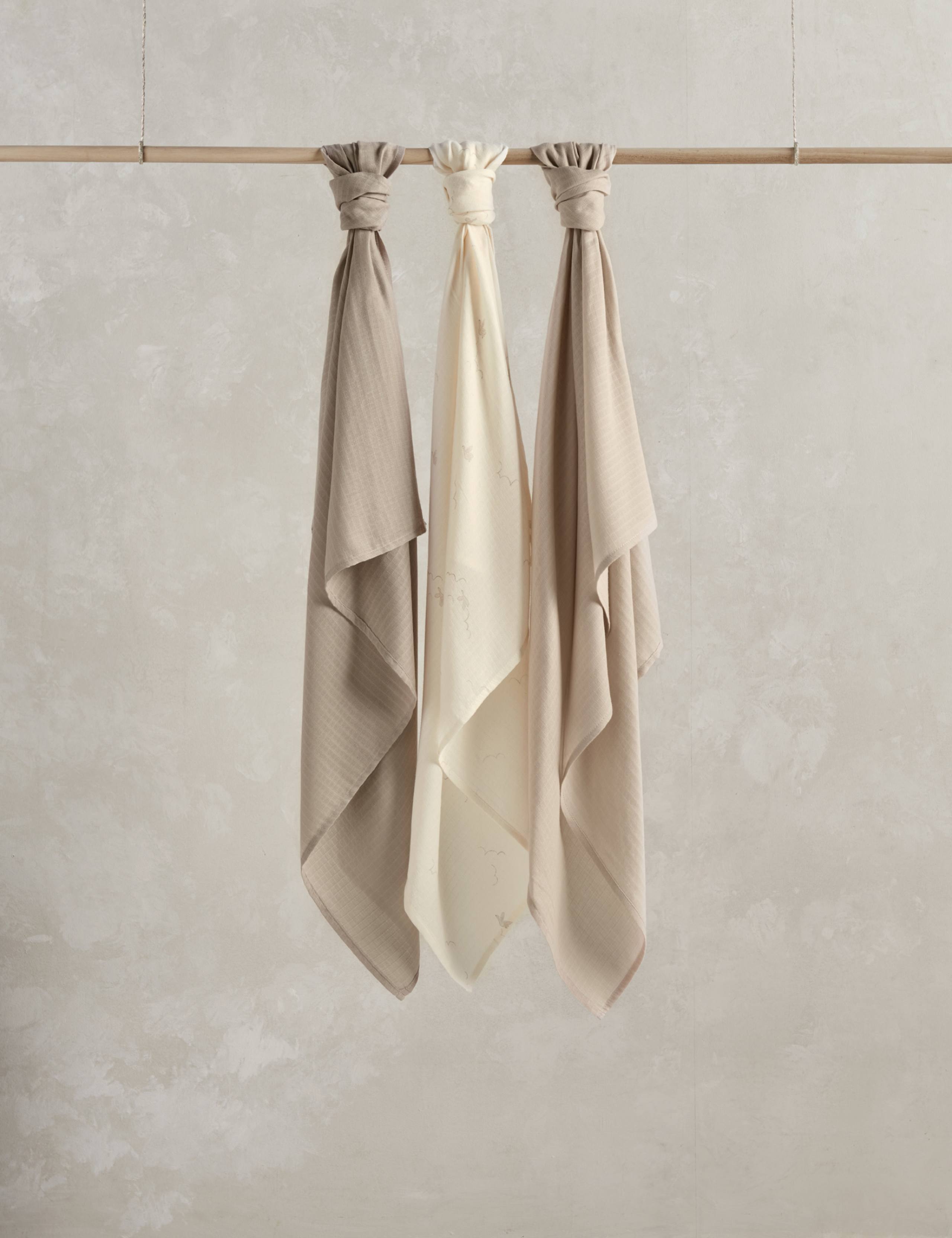 3pk Pure Cotton Muslin Squares